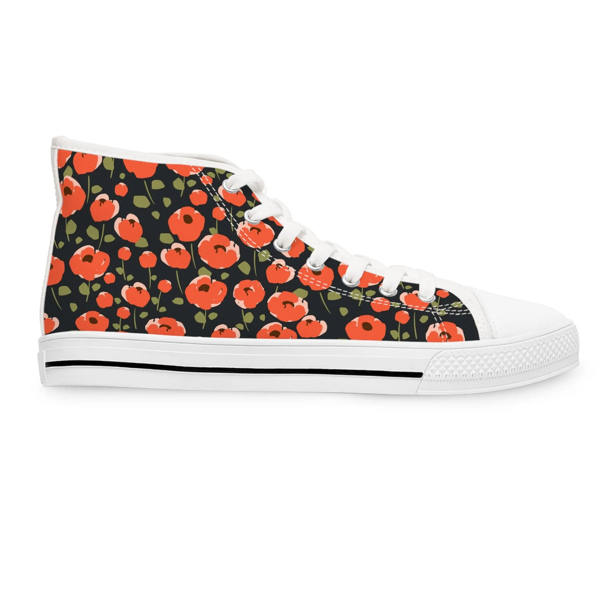 Red Poppy Flowers Women's High Top Sneakers