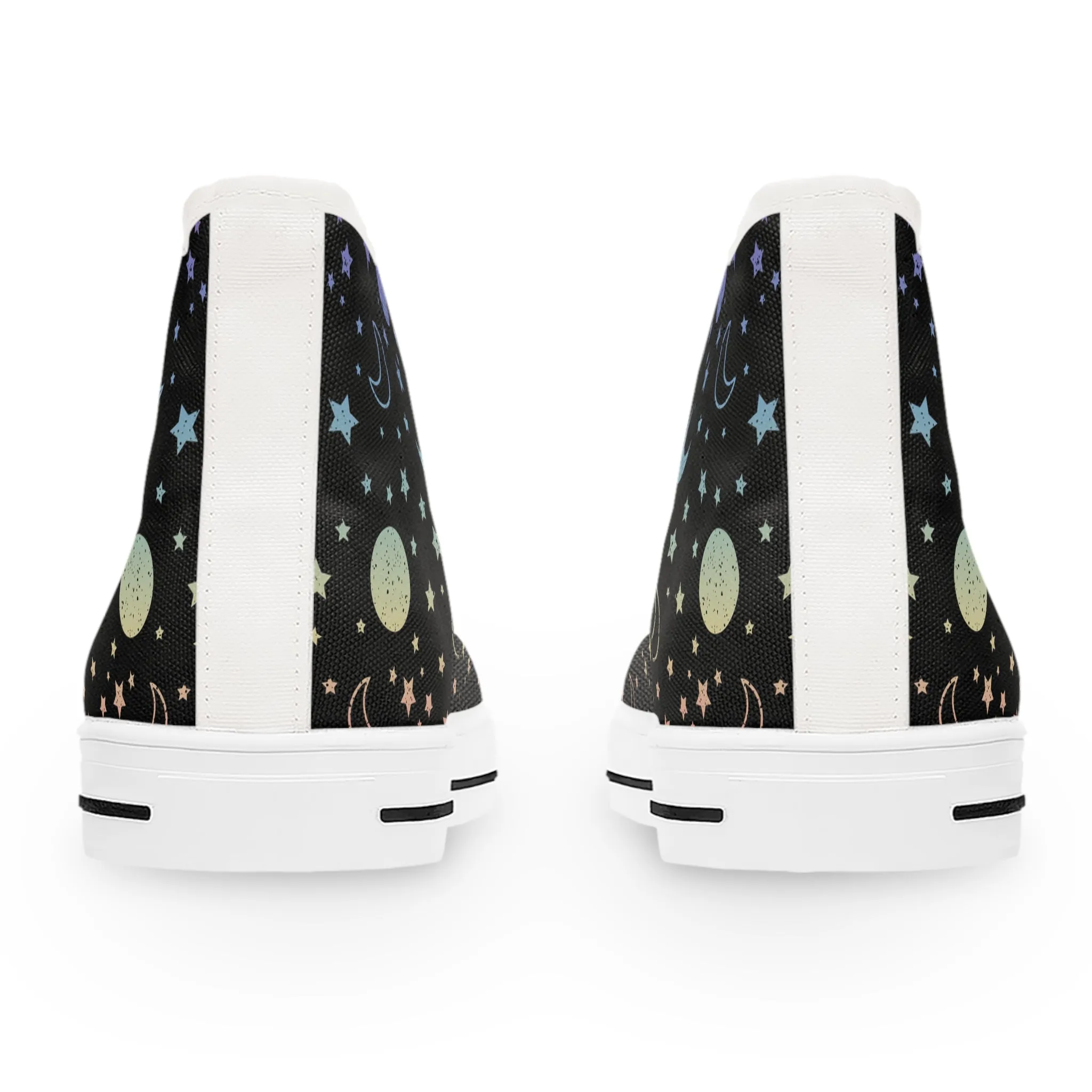 Retro Moon and Stars Women's High Top Sneakers