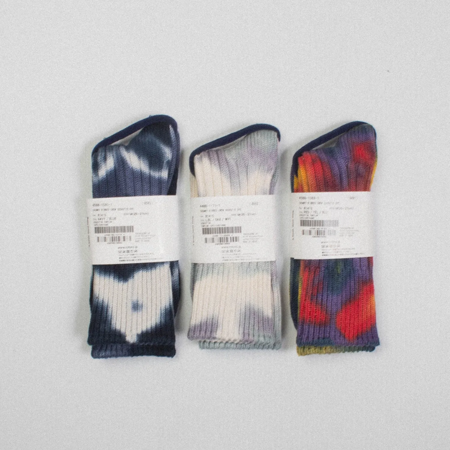 [ROTOTO] R1415 CHUNKY RIBBED CREW SOCKS"TIE DYE