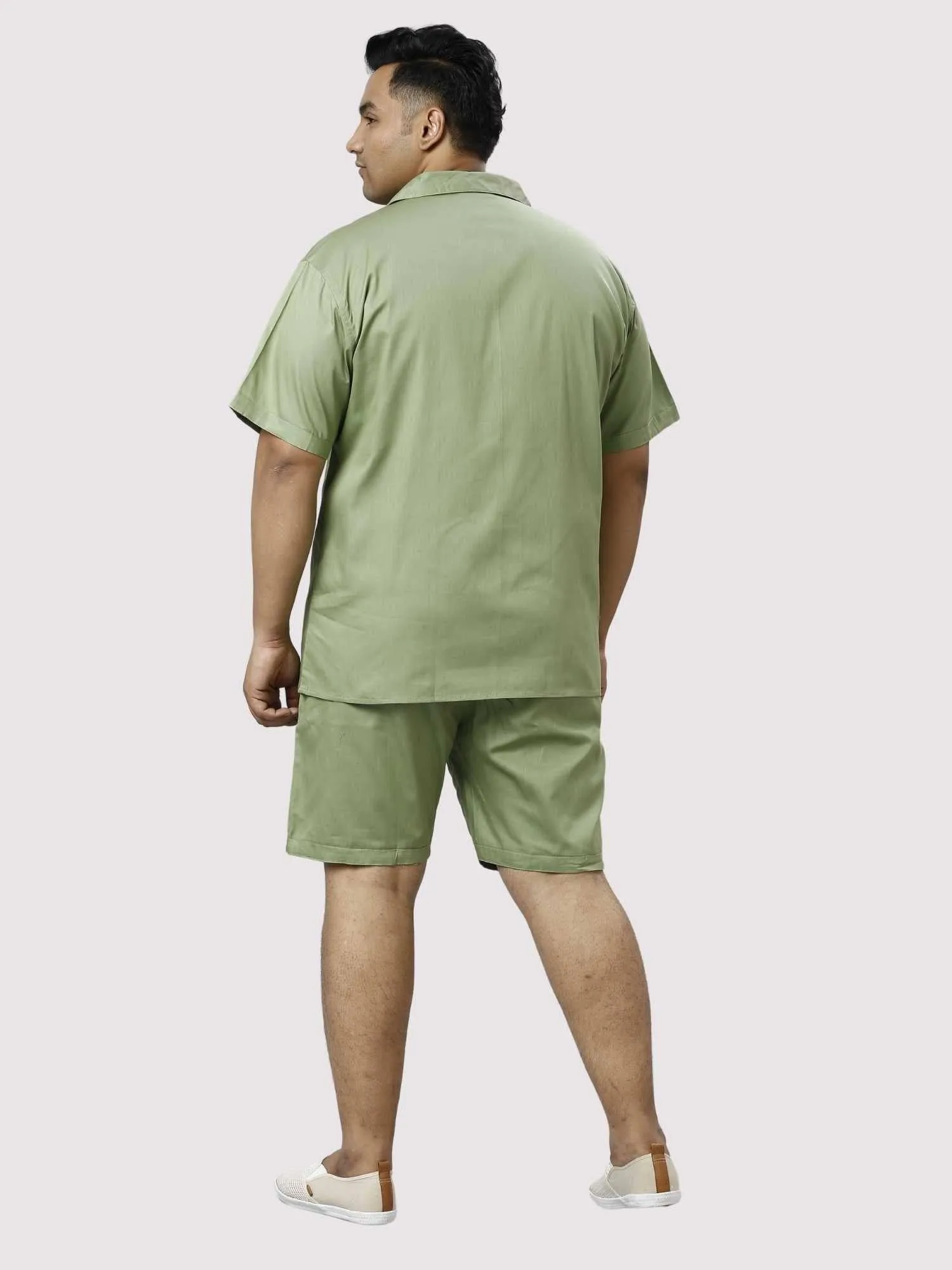 Sage Solid Green Half Co-ords Set Men's Plus Size