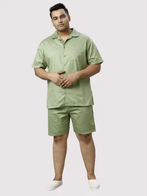 Sage Solid Green Half Co-ords Set Men's Plus Size