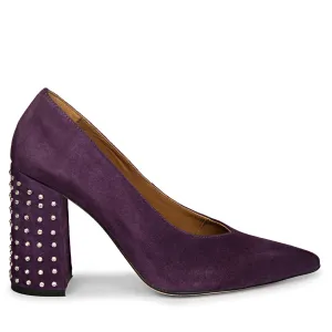 Saint Pamina Crystal Embellished Violet Suede Leather Pumps