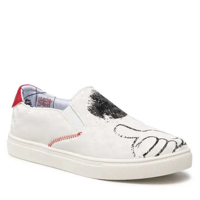 Scarpe Donna DESIGUAL Sneakers Slip-On con Illustrazione Topolino colore Bianco