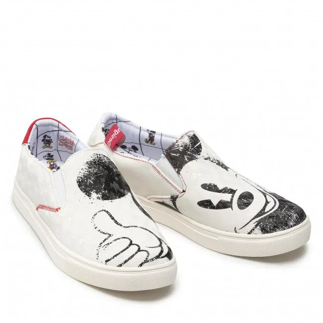 Scarpe Donna DESIGUAL Sneakers Slip-On con Illustrazione Topolino colore Bianco