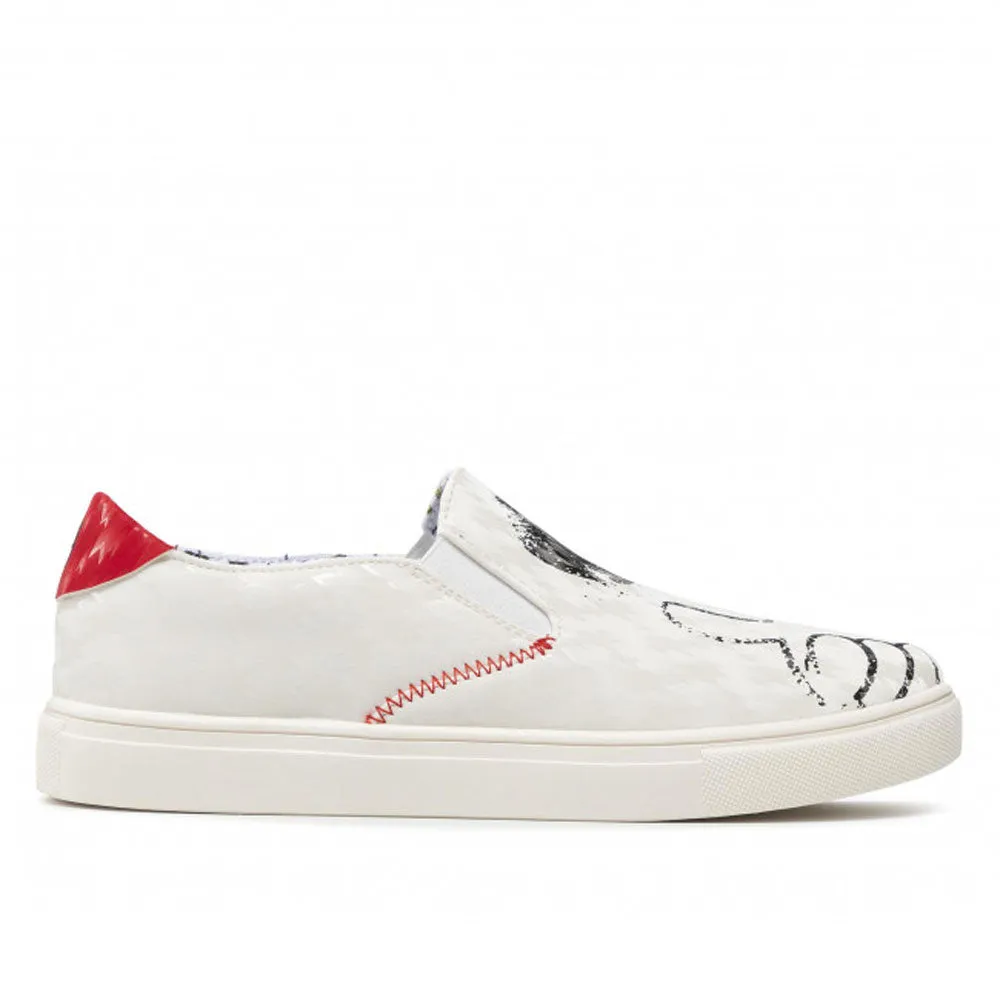 Scarpe Donna DESIGUAL Sneakers Slip-On con Illustrazione Topolino colore Bianco