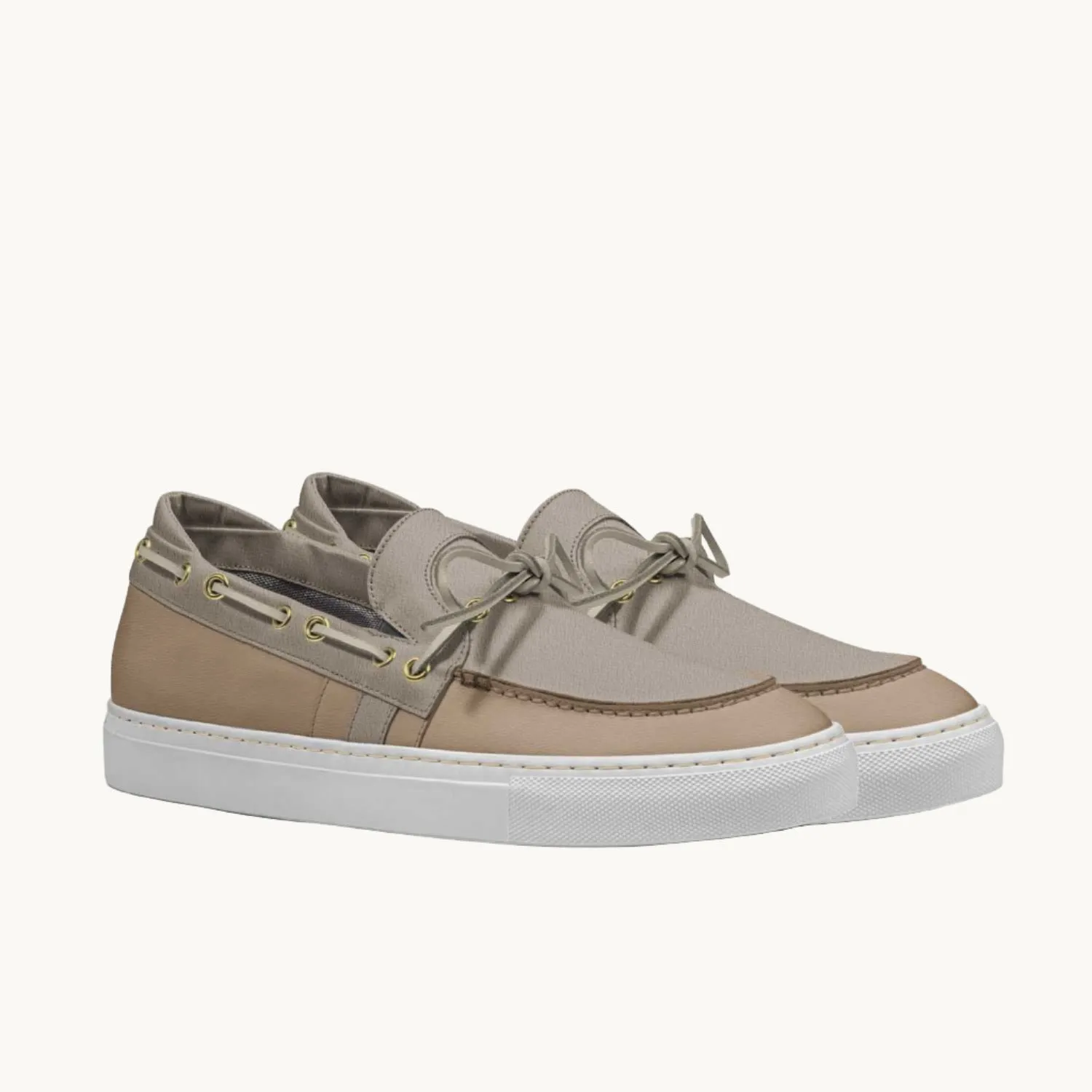 Seaside Chic Beige Loafer-Style Sneakers - Made in Italy