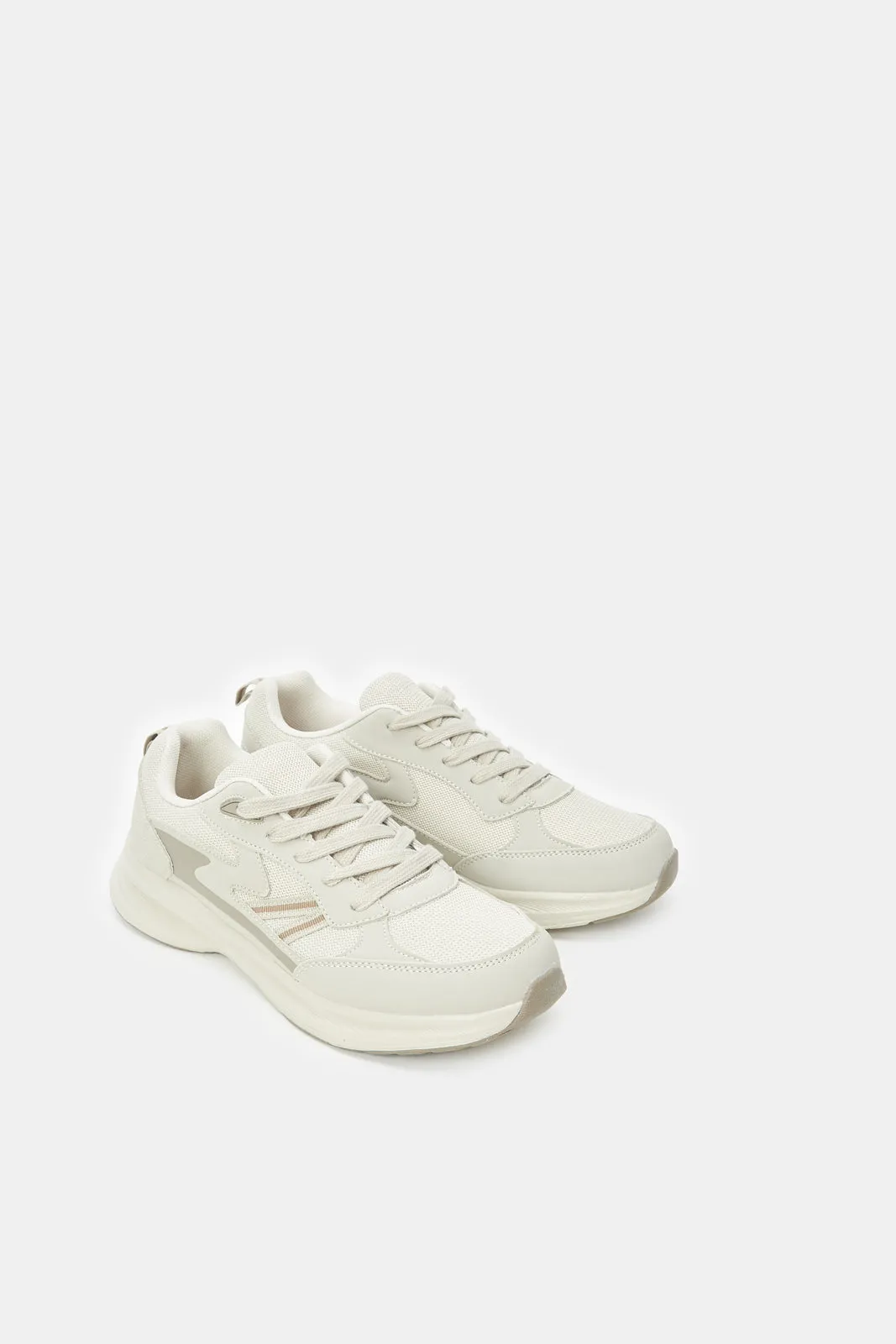 Senior Boys Beige Material Block Trainer