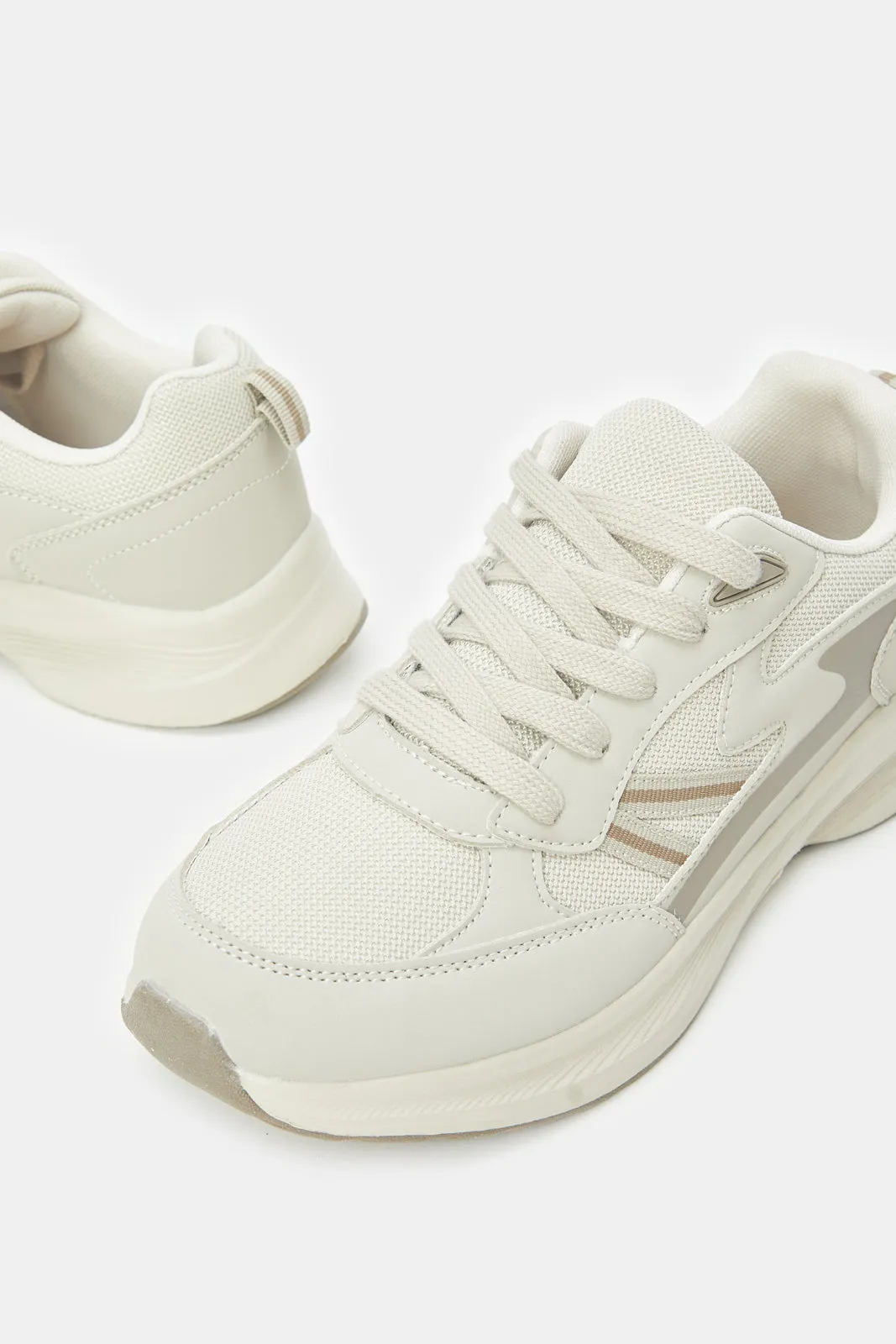 Senior Boys Beige Material Block Trainer