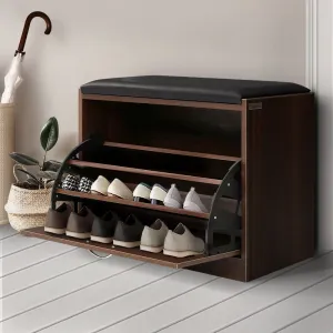 Shoe Bench Shoe Cabinet 15 Pairs Walnut Kyla