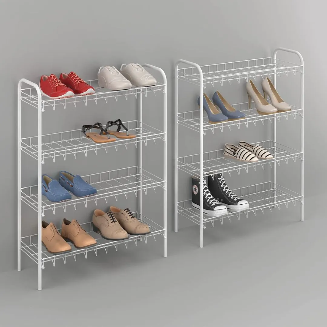 Shoe Rack 4 Tier White