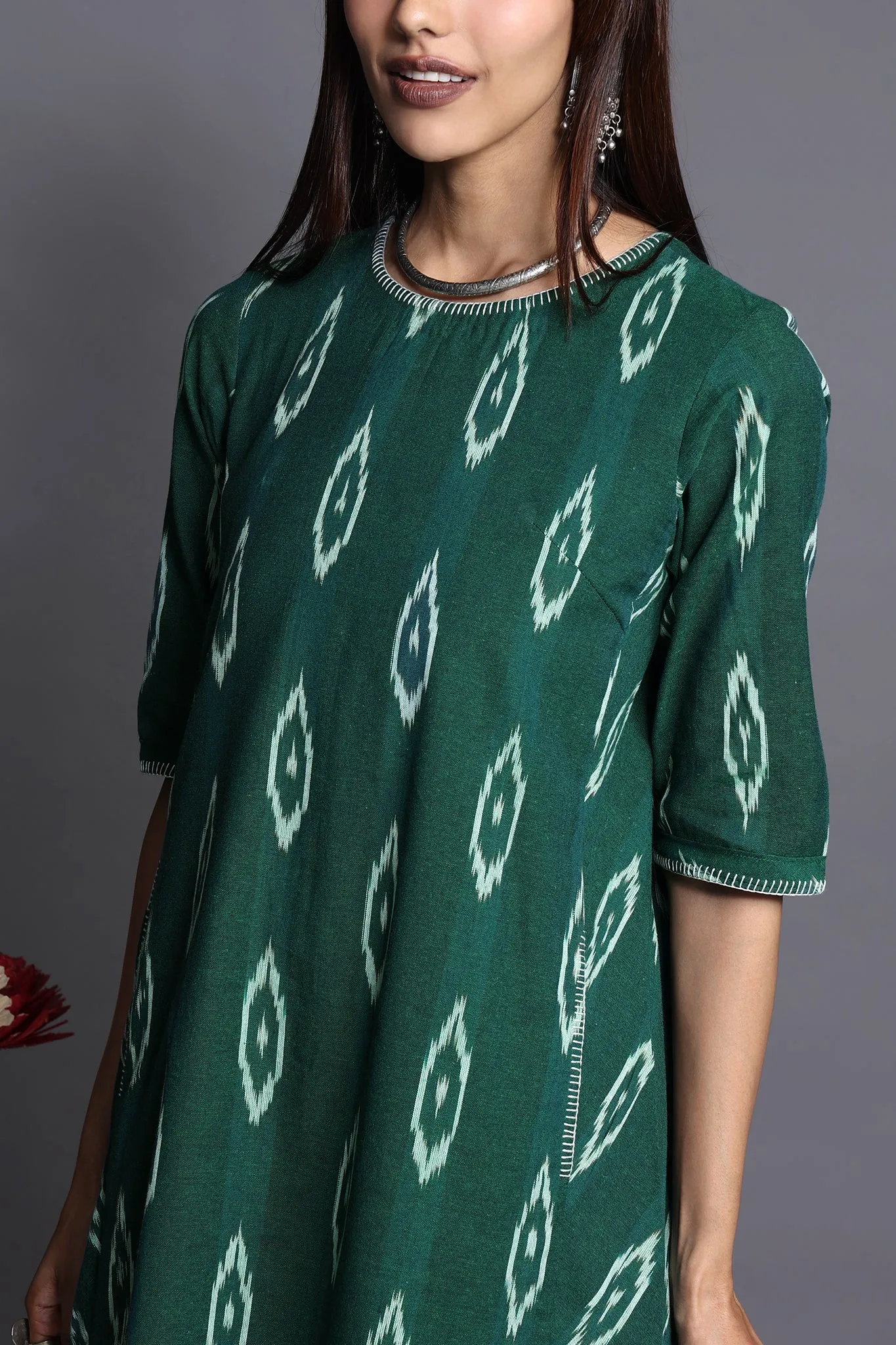 side bias pocket dress - verdant forest & lush foliage