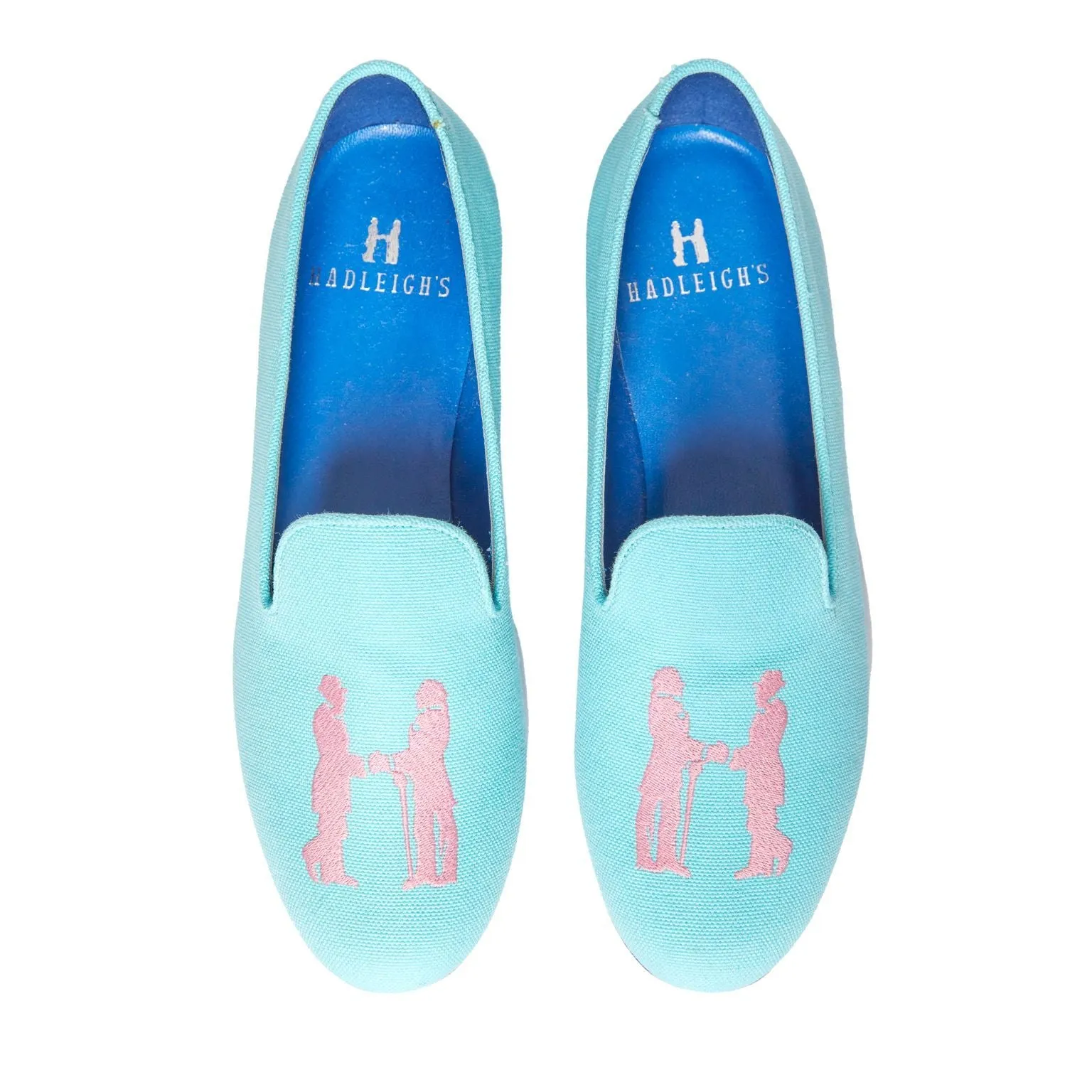 Slipper in Aqua with Pink Logo