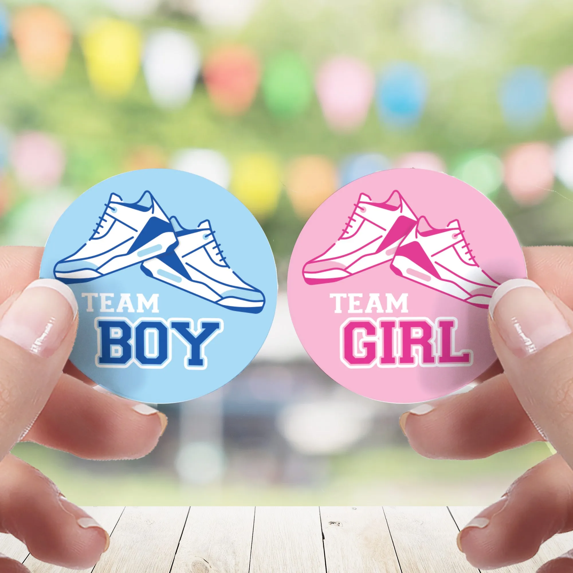 Sneakers: Gender Reveal Party - Team Boy or Team Girl - 40 Stickers