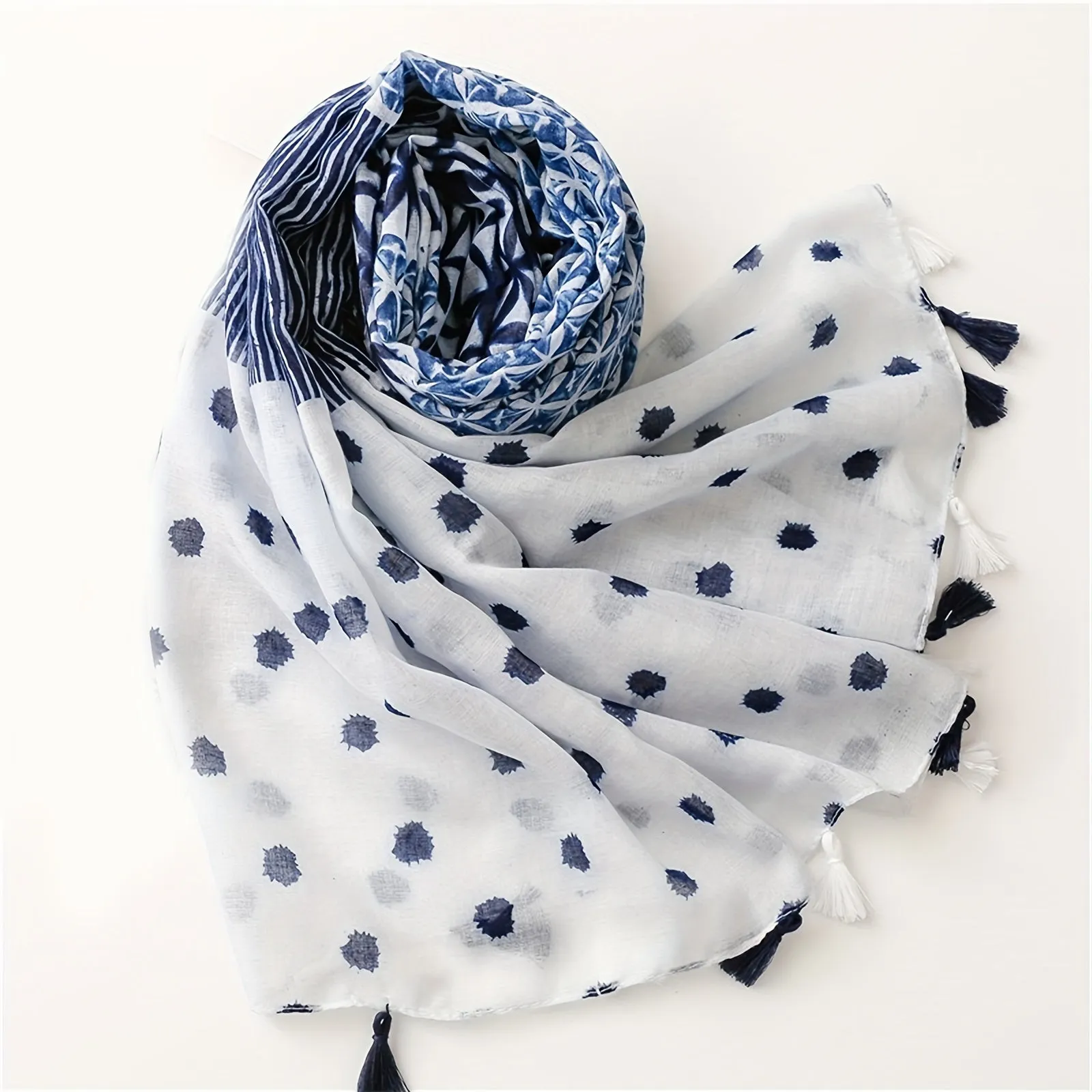 Soft And Breathable Scarf For Women, Lightweight Warm Colorful Print Shawl With Tassels, Perfect For Outdoor And Daily Use