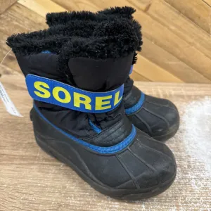 Sorel - Kids Snow Commander Winter Boots - MSRP $80: Black/Blue-children-12