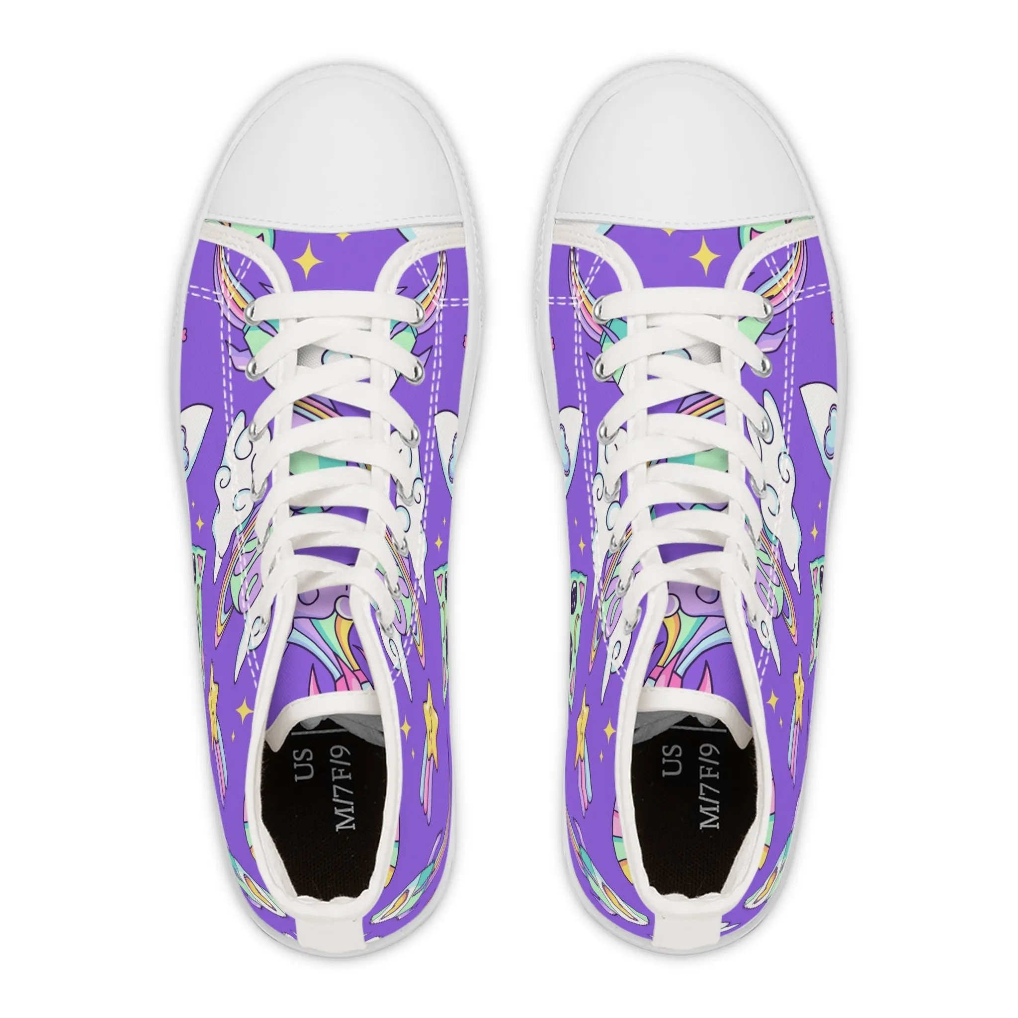 Space Object and Cat Women's High Top Sneakers