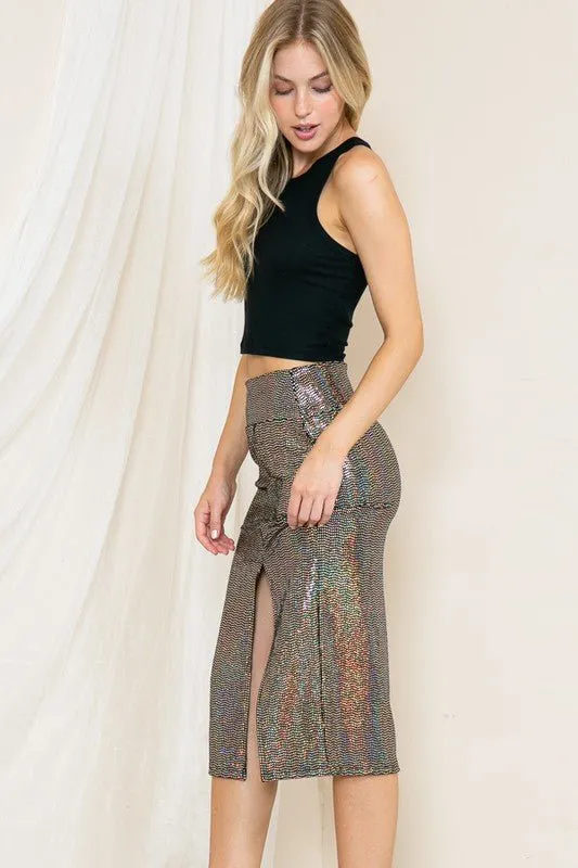 Sparkle After Dark High Waisted Sequin Skirt