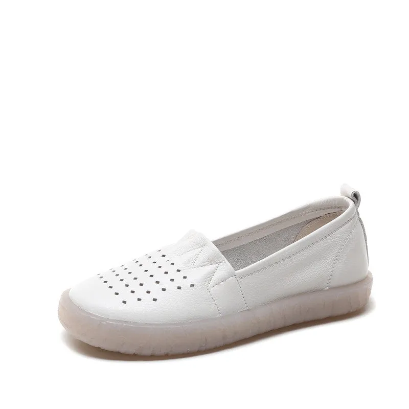 Spring Women Soft Leather Slip On Casual Flats | 35-41