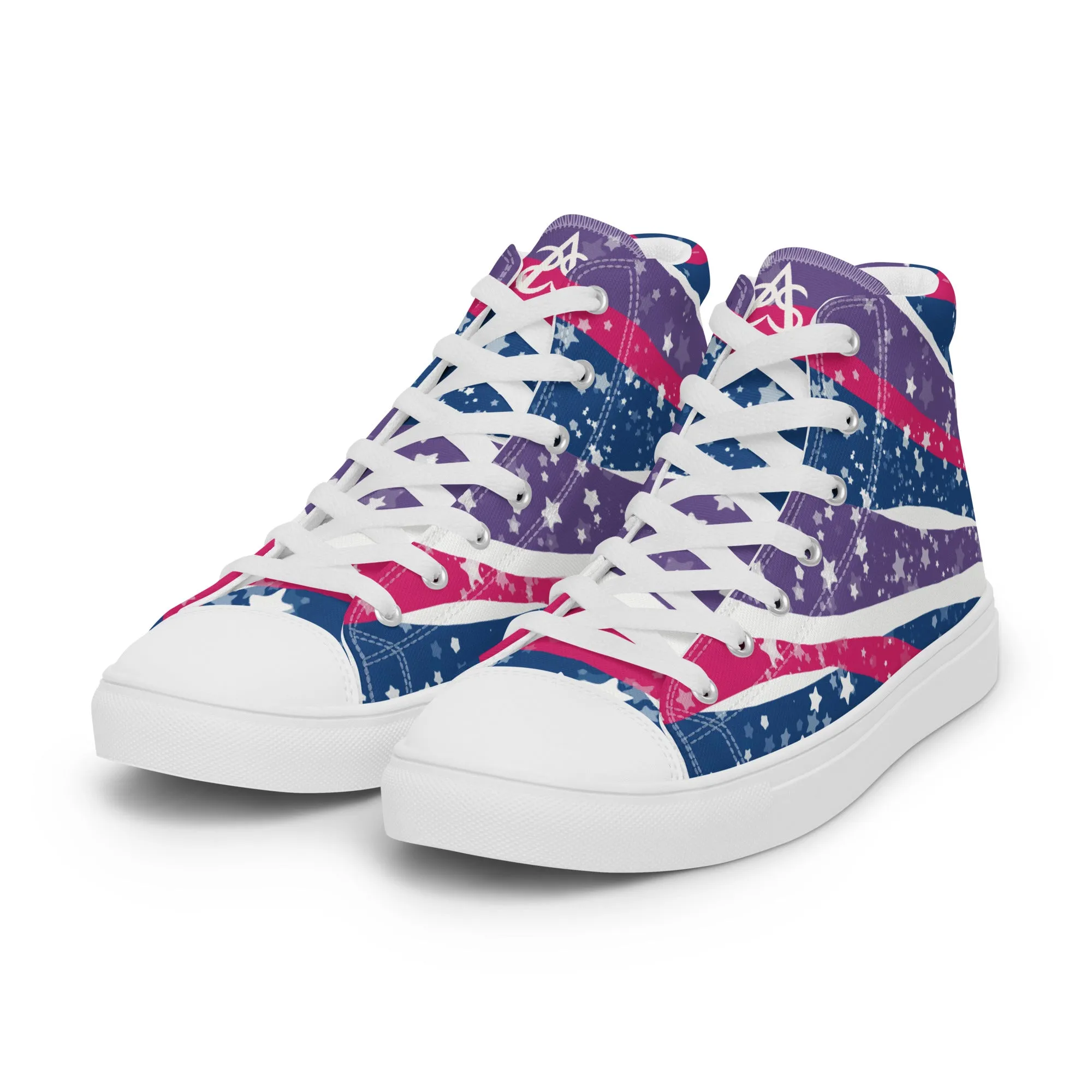 Starry Bisexual High Top Canvas Shoes (Masc Sizing)