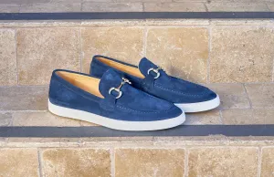 Suede Slip-On Horsebit Loafer Navy