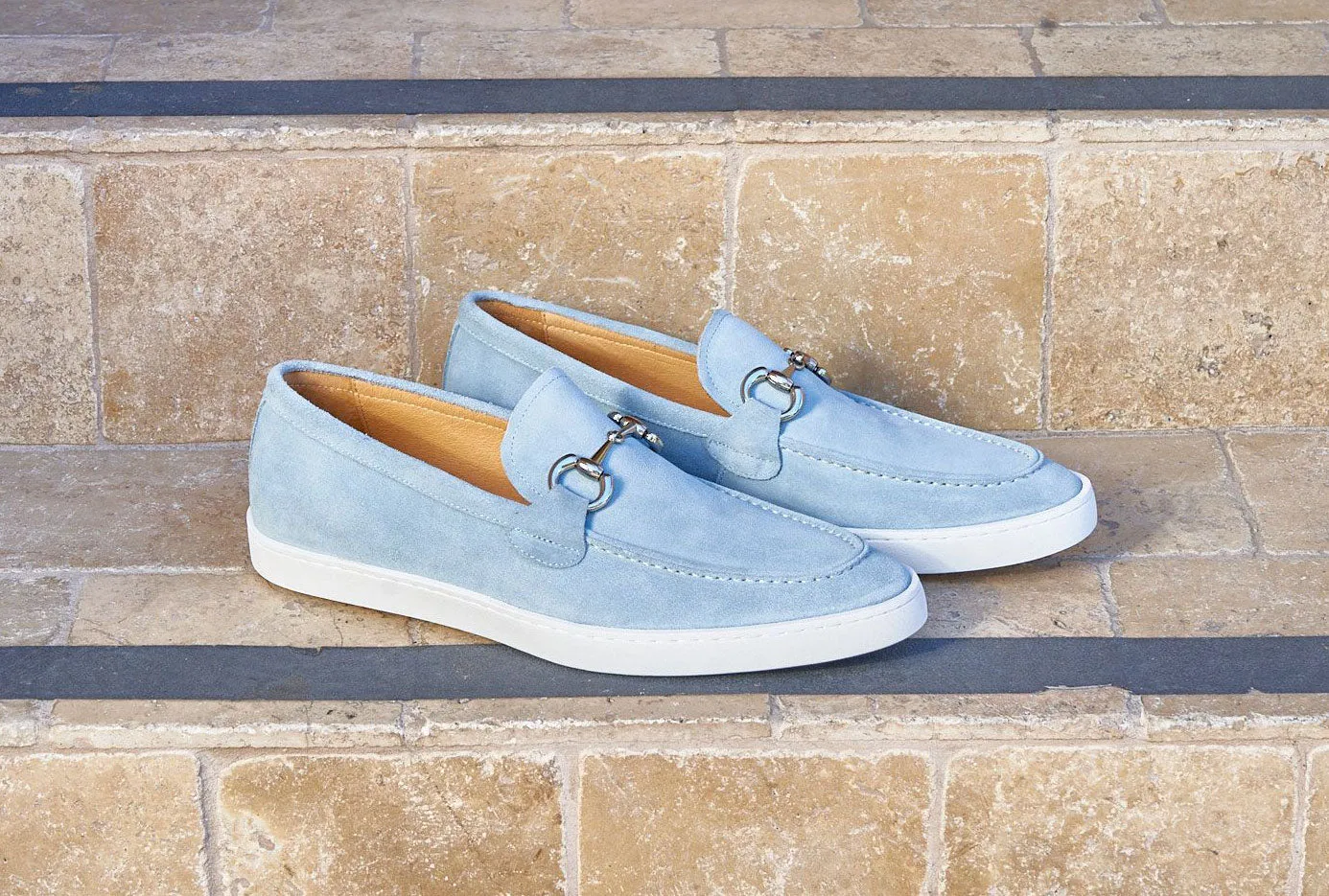 Suede Slip-On Horsebit Loafer Sky/Blue