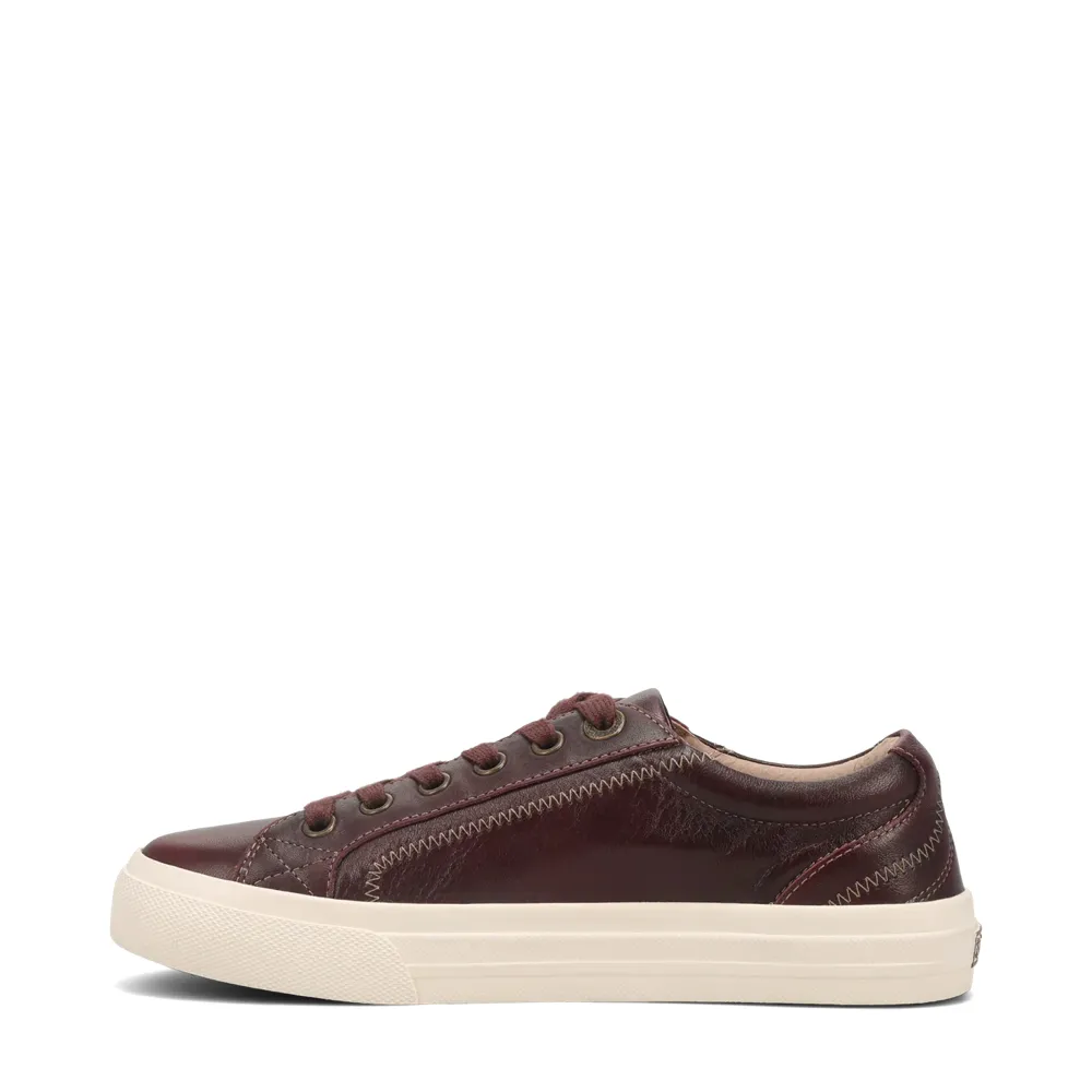 Taos Women's Plim Soul Lux Leather Sneaker in Merlot