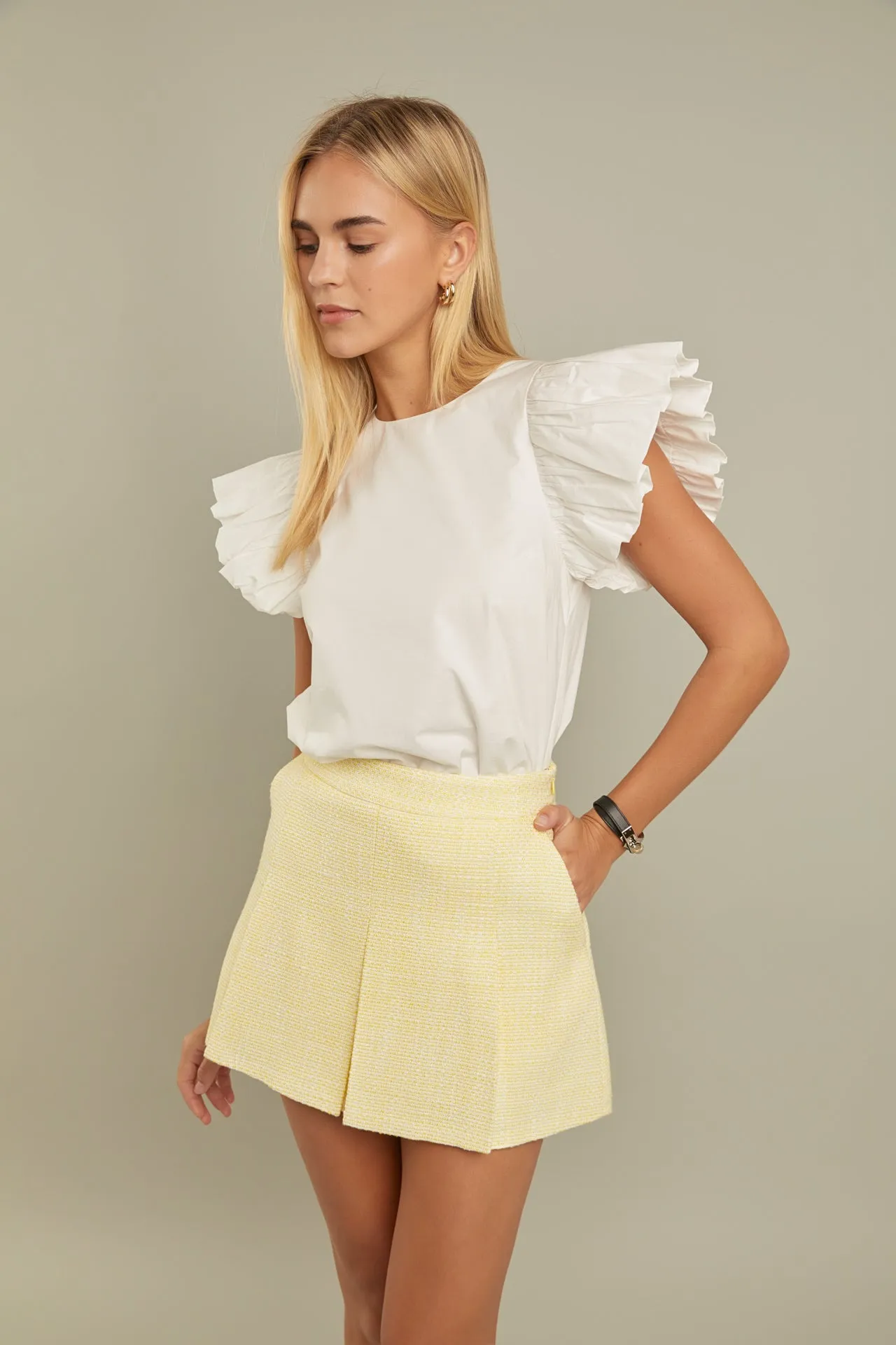 Textured Pleats Mini Skirt