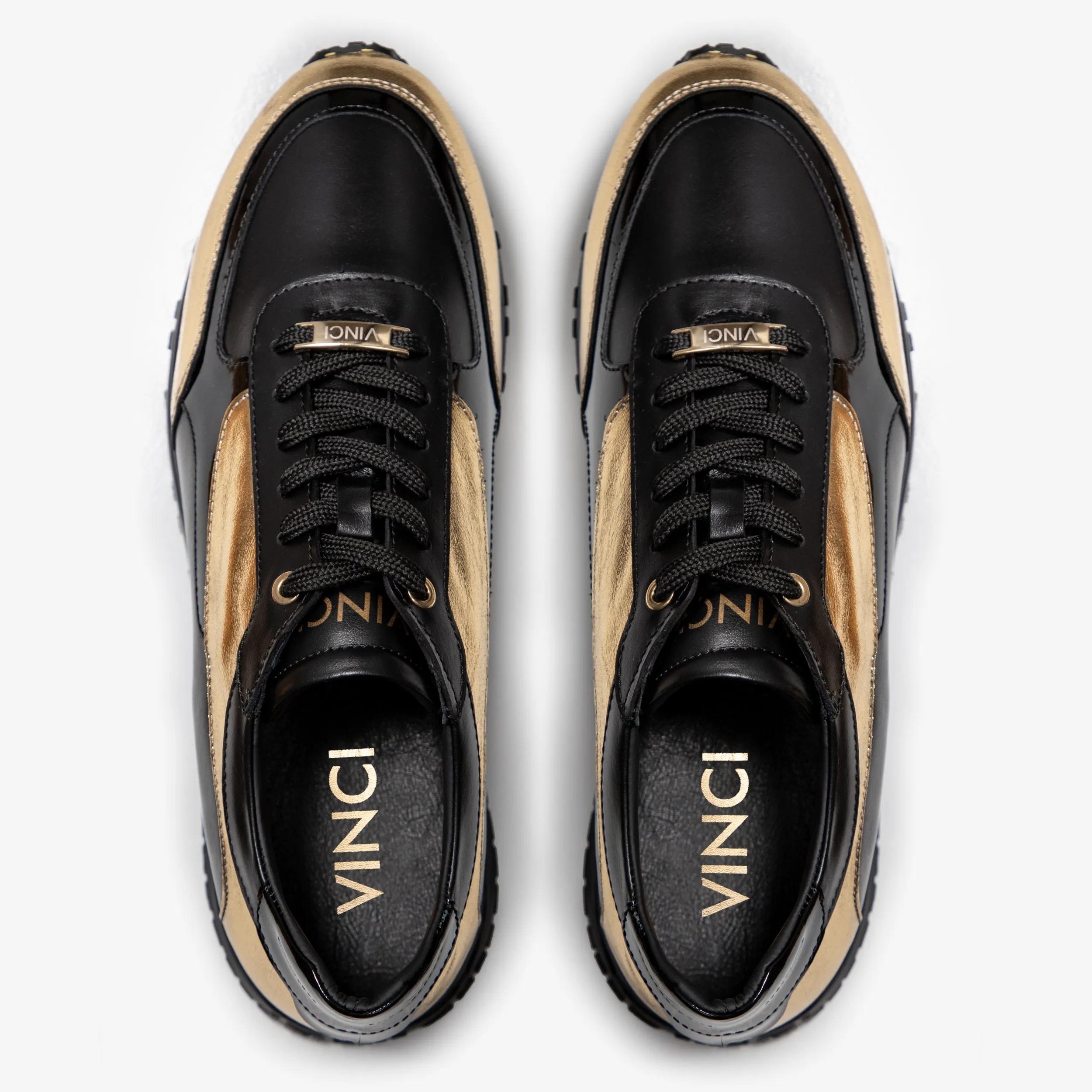 The Arda Black & Gold Leather Men Sneaker