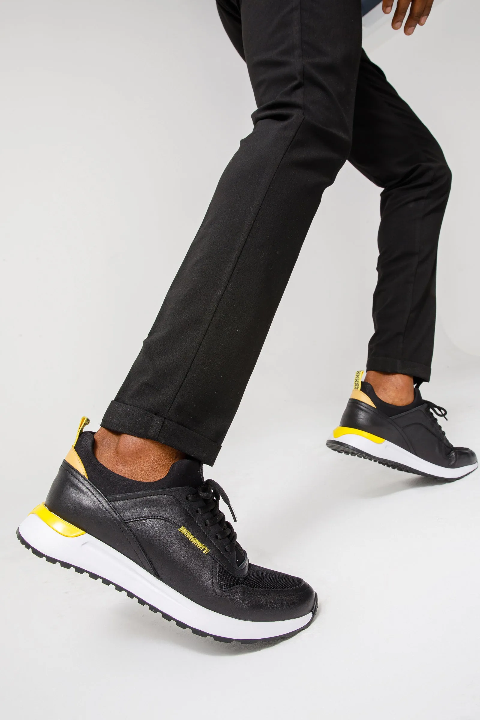 The Rakka Black & Yellow Leather Men Sneaker Final Sale!