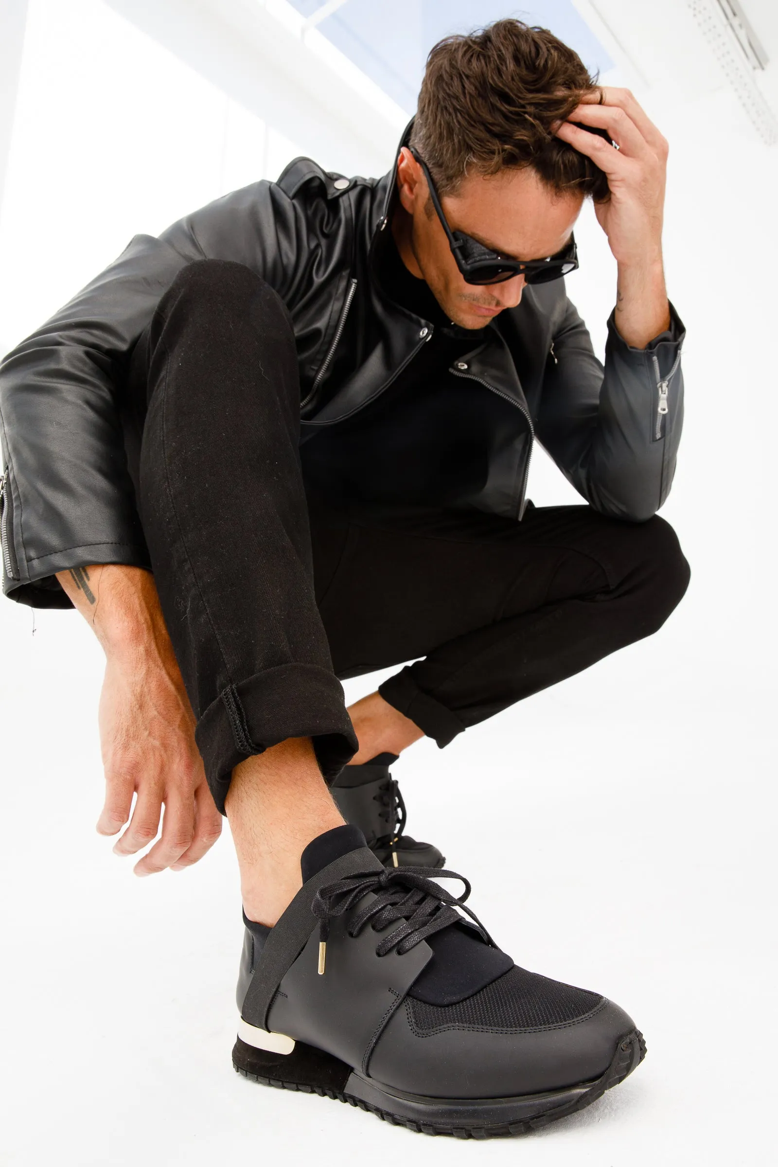 The Reno Black Leather Men Sneaker Final Sale!