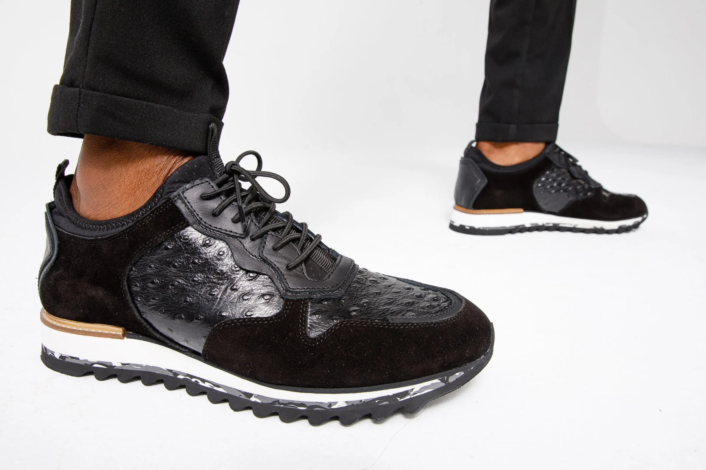 The Sopez Black Leather Men Sneaker