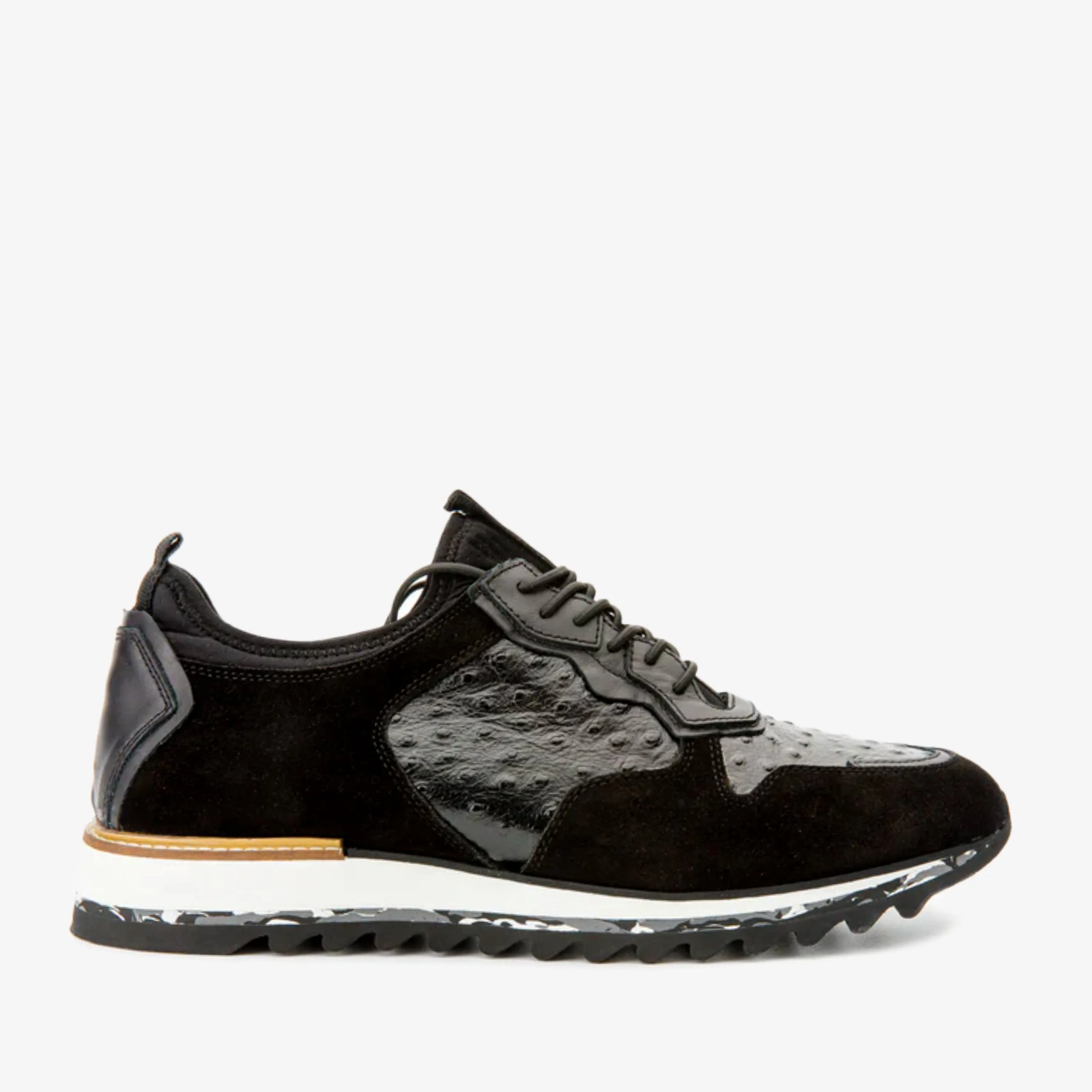 The Sopez Black Leather Men Sneaker