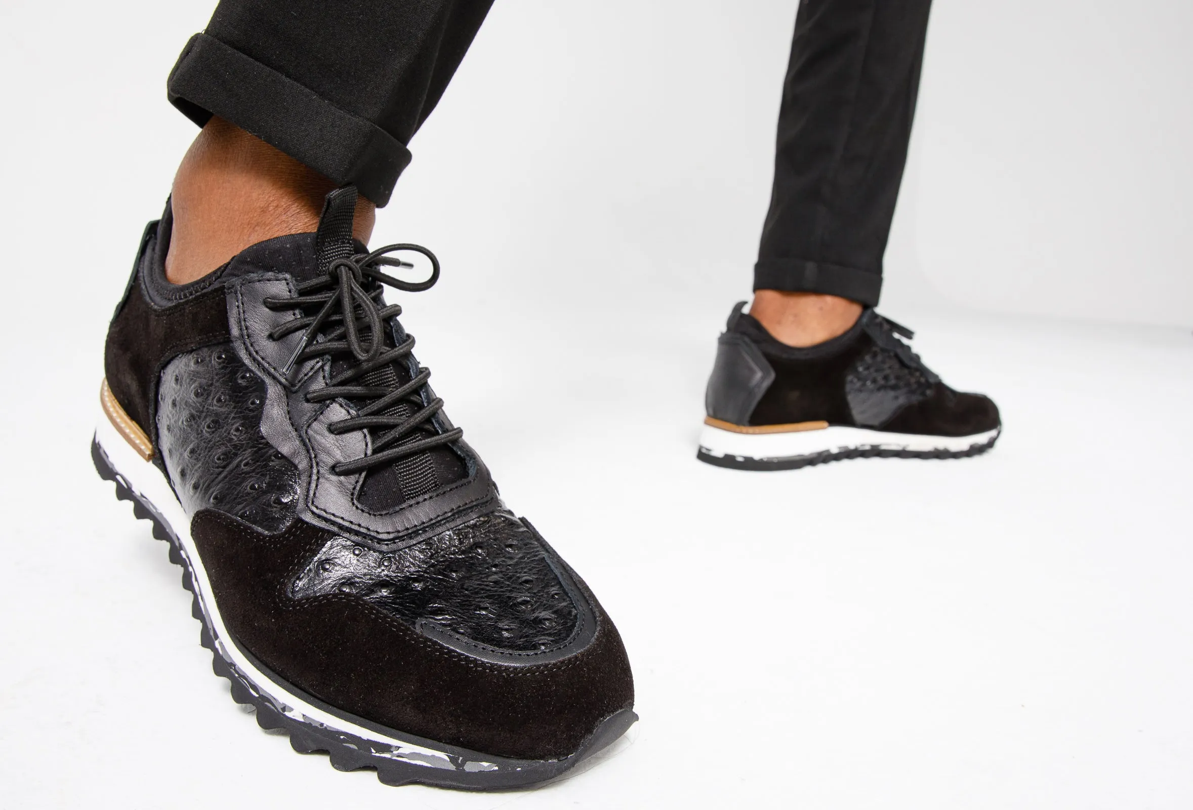 The Sopez Black Leather Men Sneaker