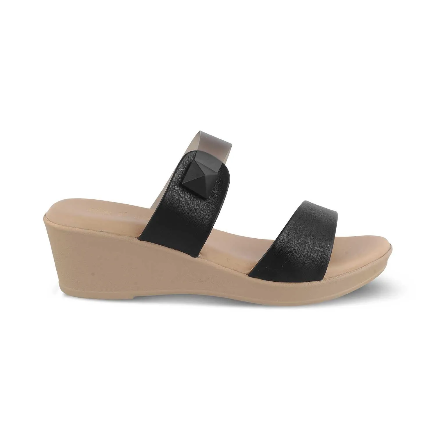 The Vios Black Women's Dress Wedge Sandals Tresmode