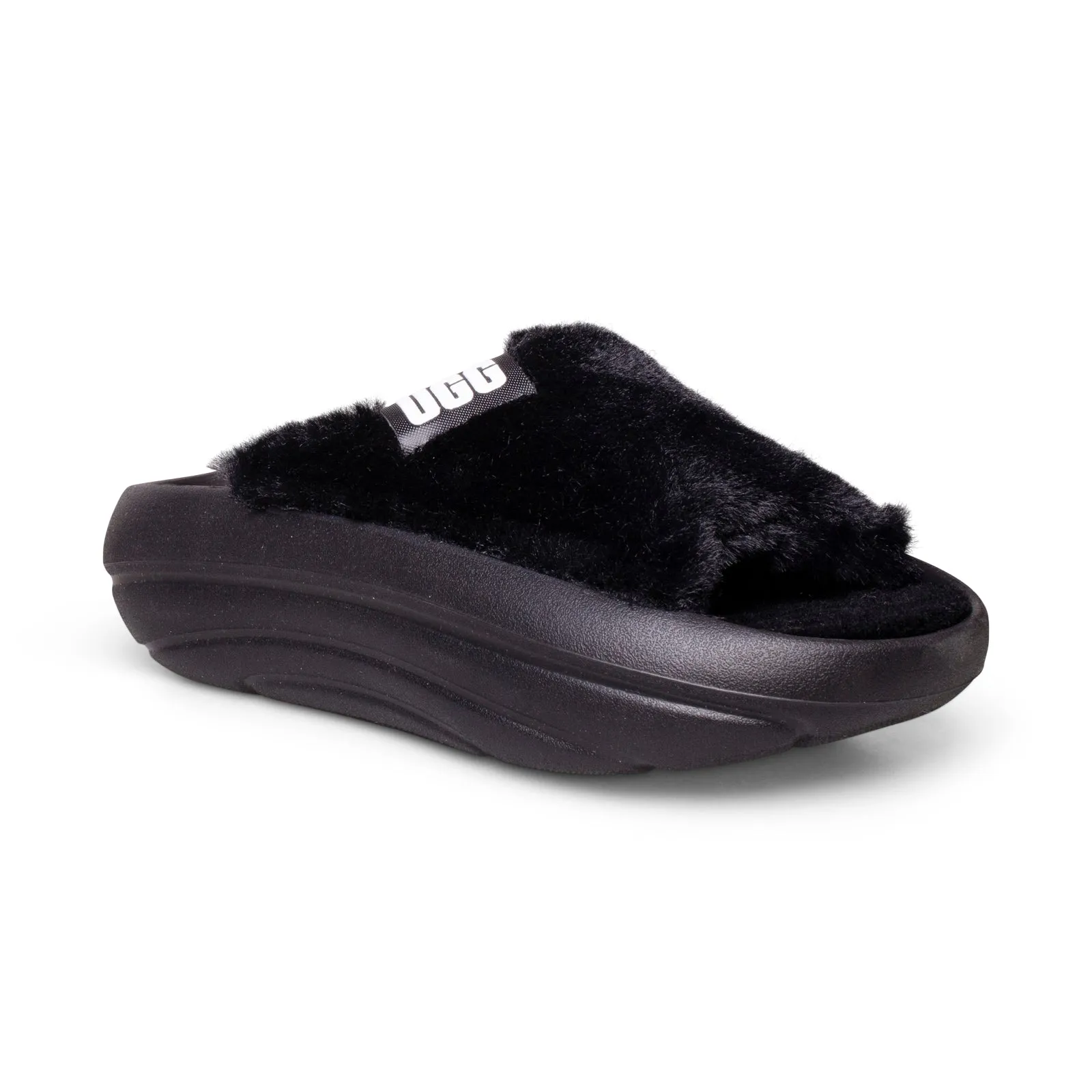 UGG Foamo UGGplush Black Slippers - Women's