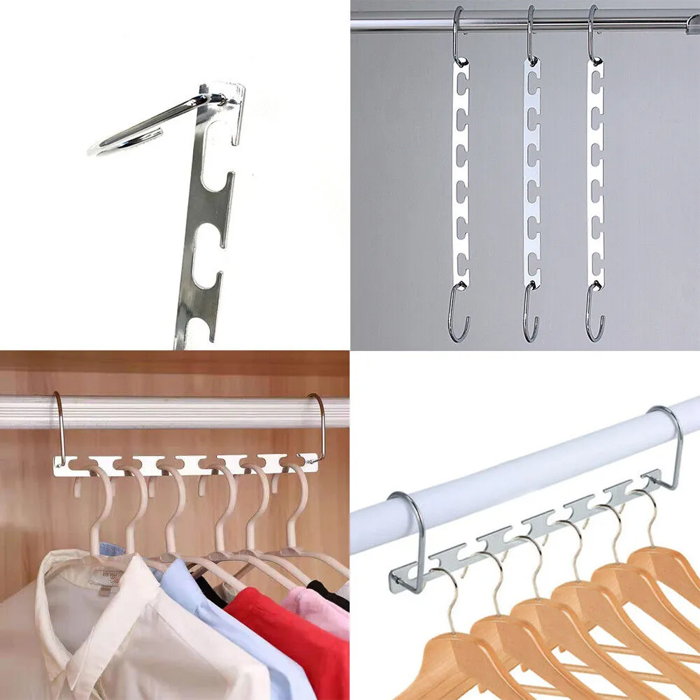 US 10-20Pc Metal Hook Magic Hanger Closet Clothes Organizer Space Saving Hangers