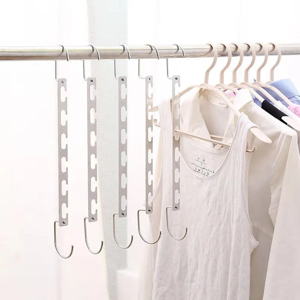 US 10-20Pc Metal Hook Magic Hanger Closet Clothes Organizer Space Saving Hangers