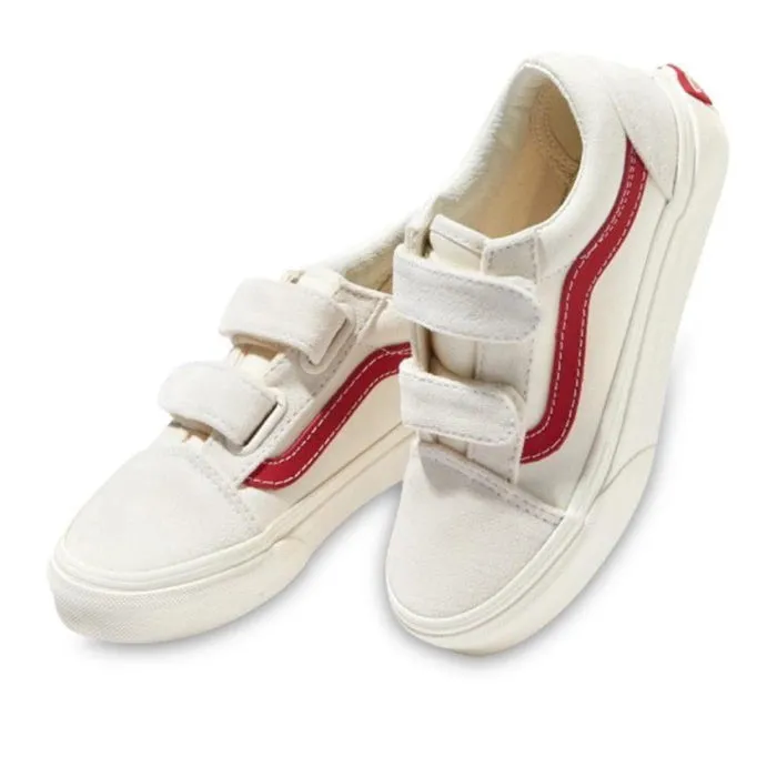 Vans Kids Old Skool V Youths Marshmallow/Racing Red NOT RETURNABLE