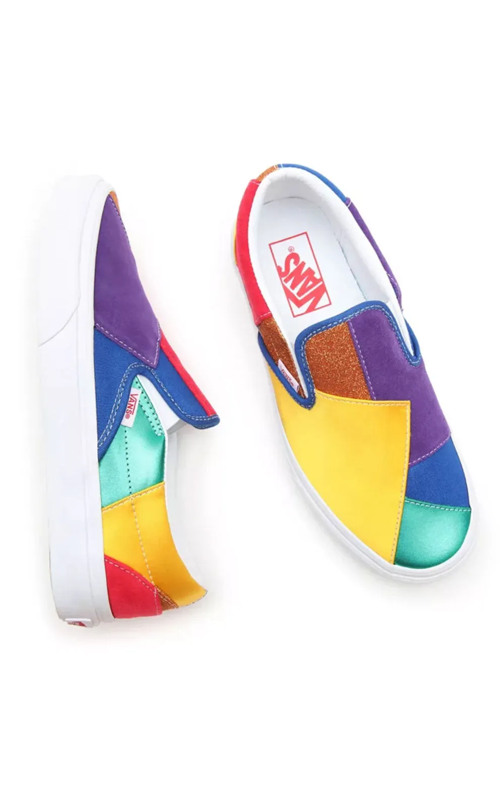 Vans Women's Pride Classic Slip-On Shoes - Vibrant Patchwork Design