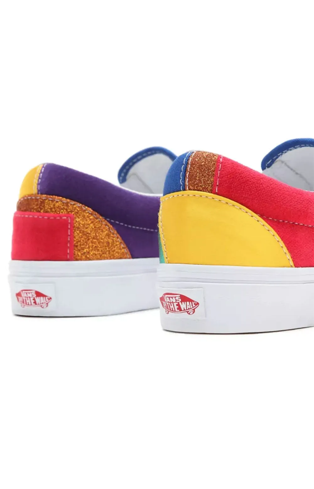 Vans Women's Pride Classic Slip-On Shoes - Vibrant Patchwork Design