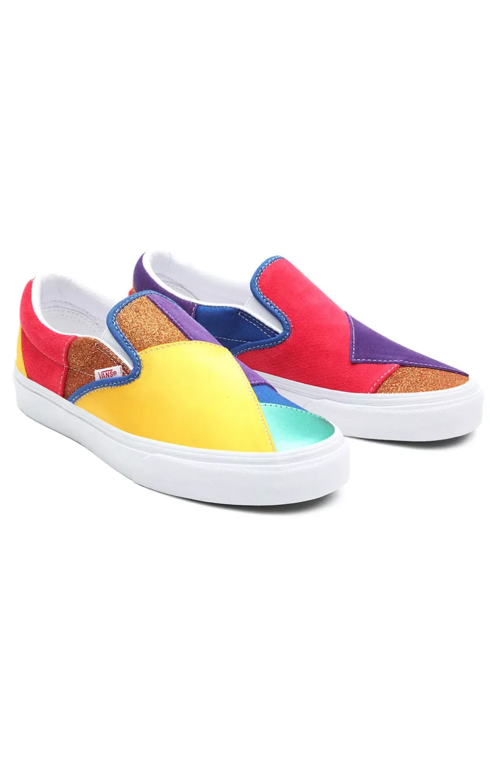 Vans Women's Pride Classic Slip-On Shoes - Vibrant Patchwork Design