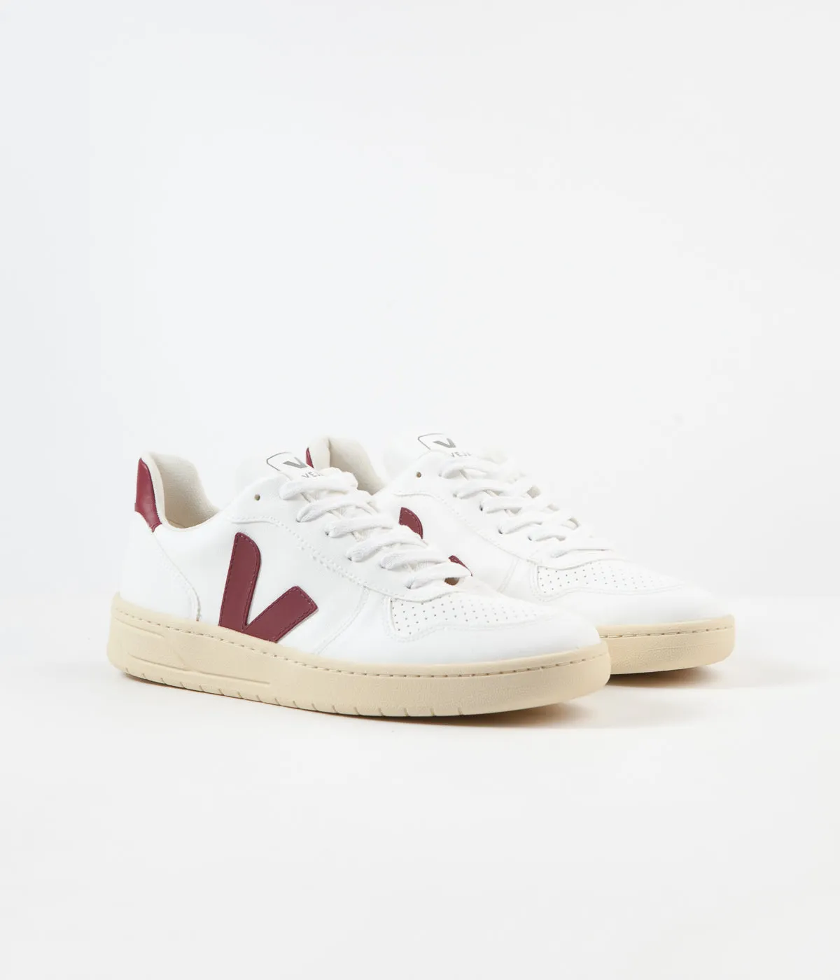 Veja V-10 CWL Shoes - White / Marsala / Butter Sole