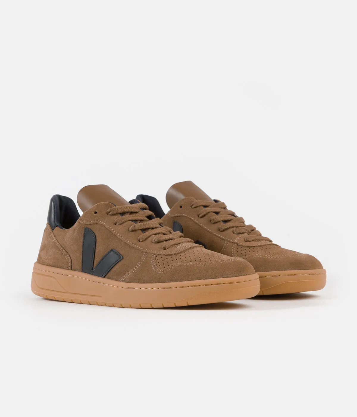 Veja V-10 Suede Shoes - Brown / Black / Gum Sole