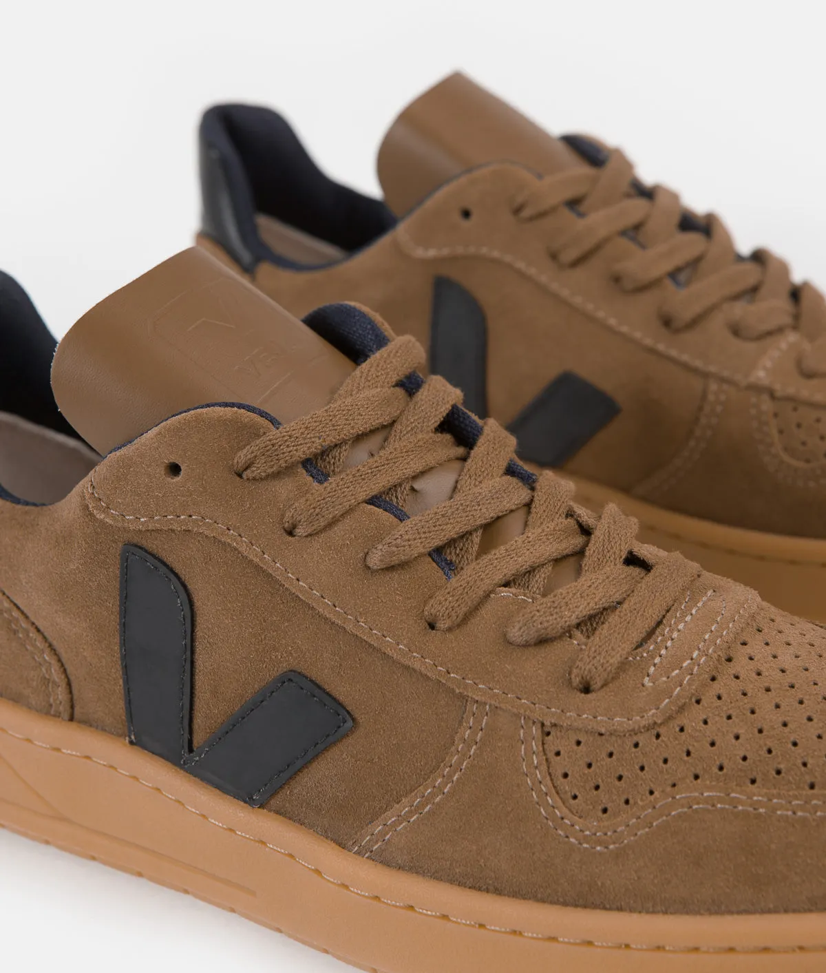 Veja V-10 Suede Shoes - Brown / Black / Gum Sole