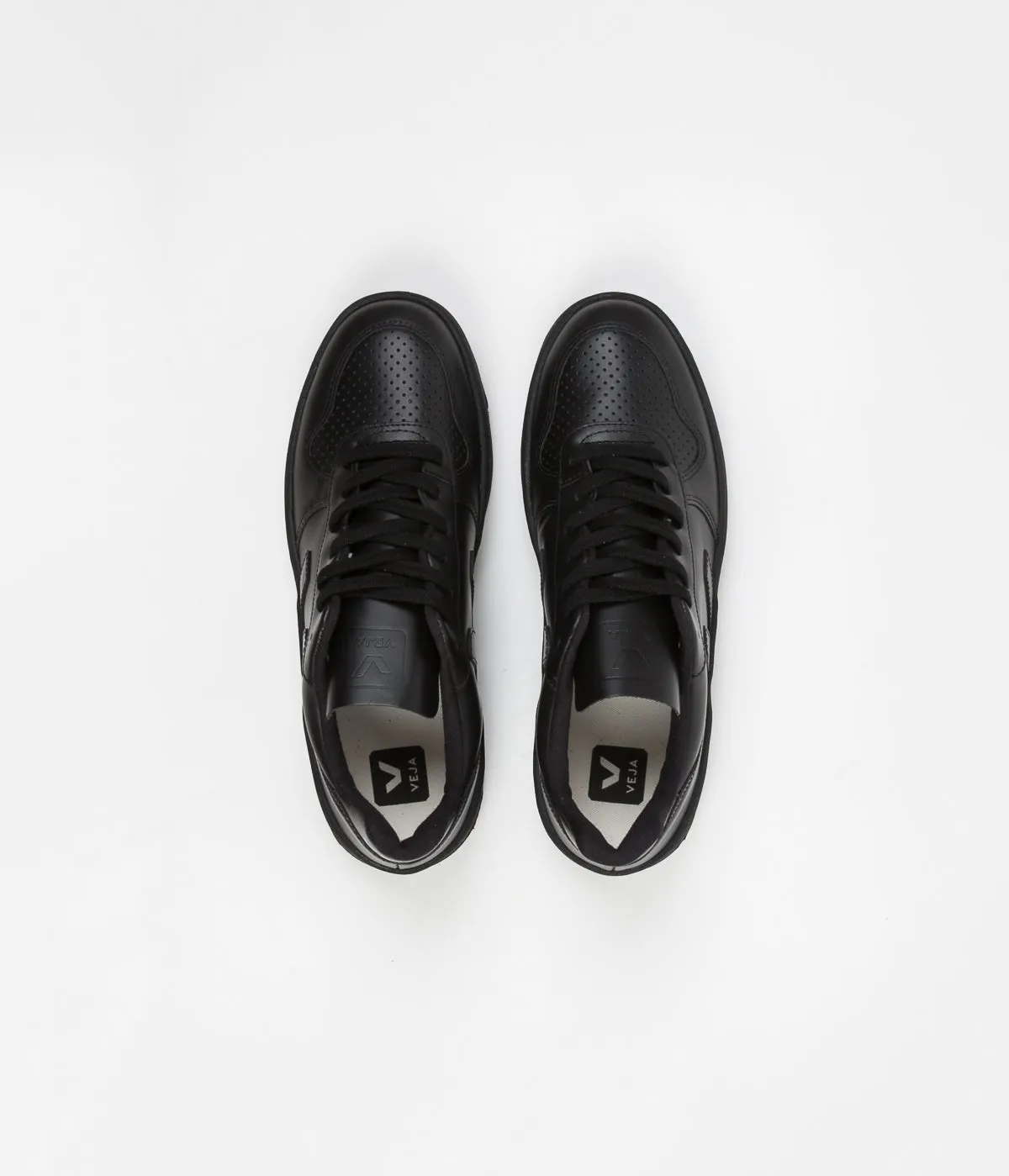 Veja Womens V-10 Leather Shoes - Full Black