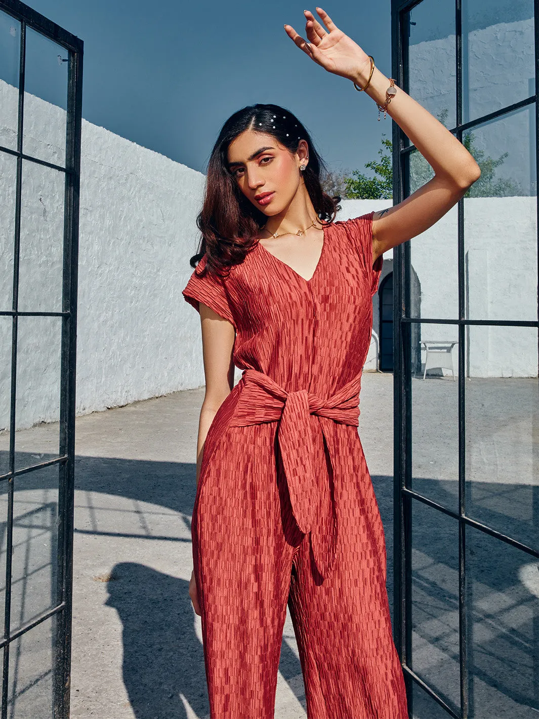 Venchi Textured Jumpsuit