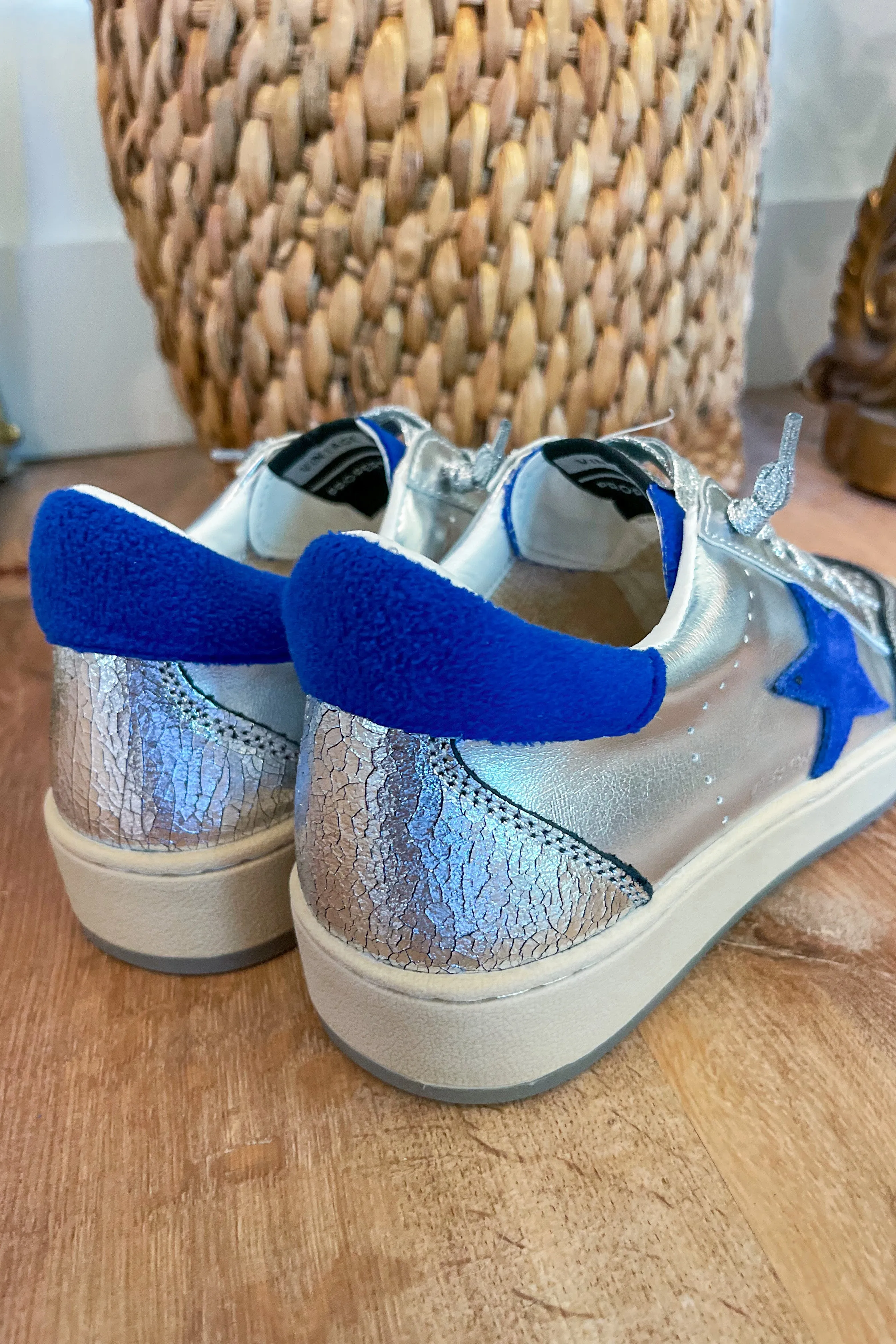 Vintage Havana Denisse 43 Metallic Washed Silver Blue Pop Low Top Sneaker *FINAL SALE*