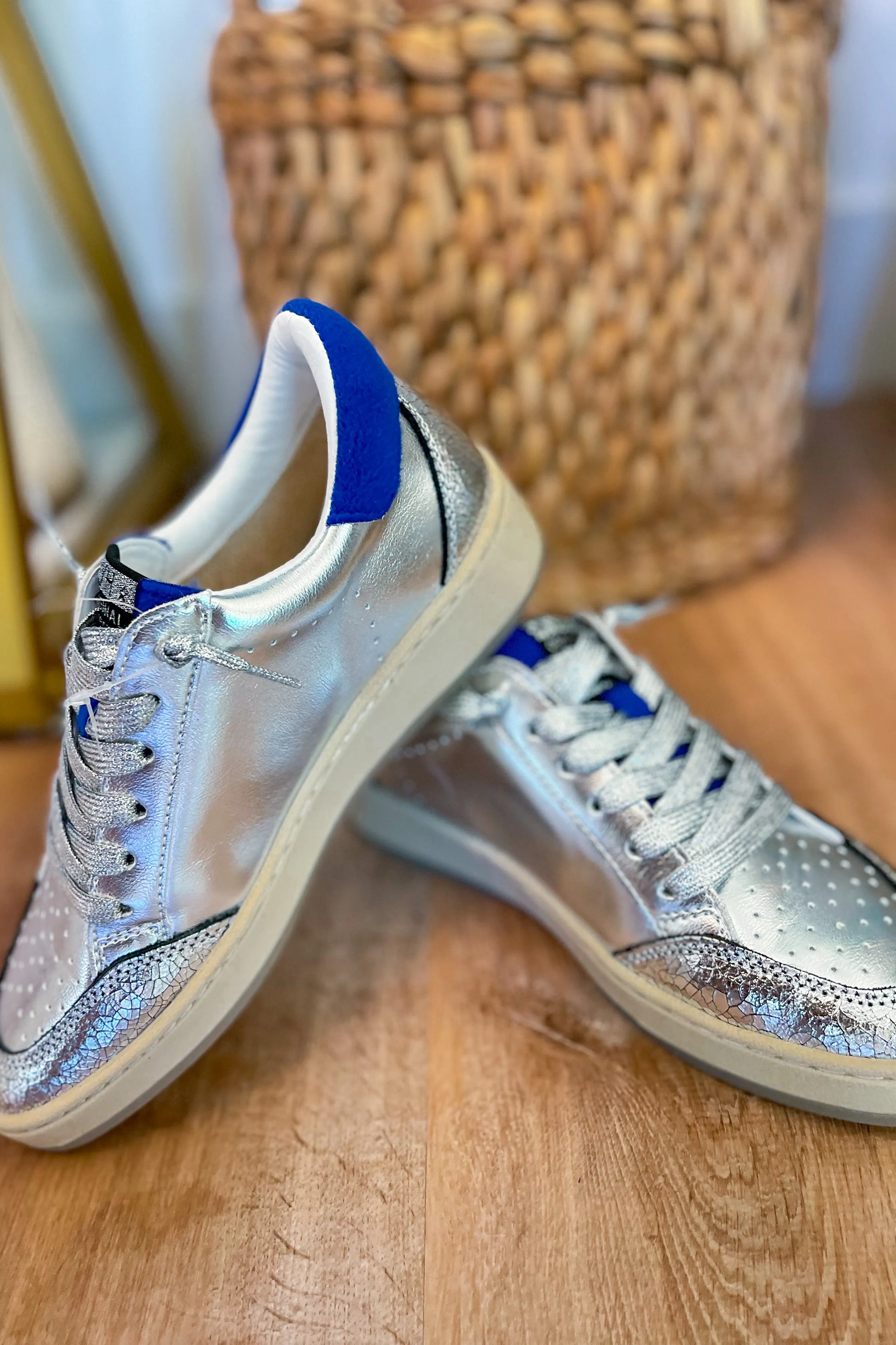 Vintage Havana Denisse 43 Metallic Washed Silver Blue Pop Low Top Sneaker *FINAL SALE*