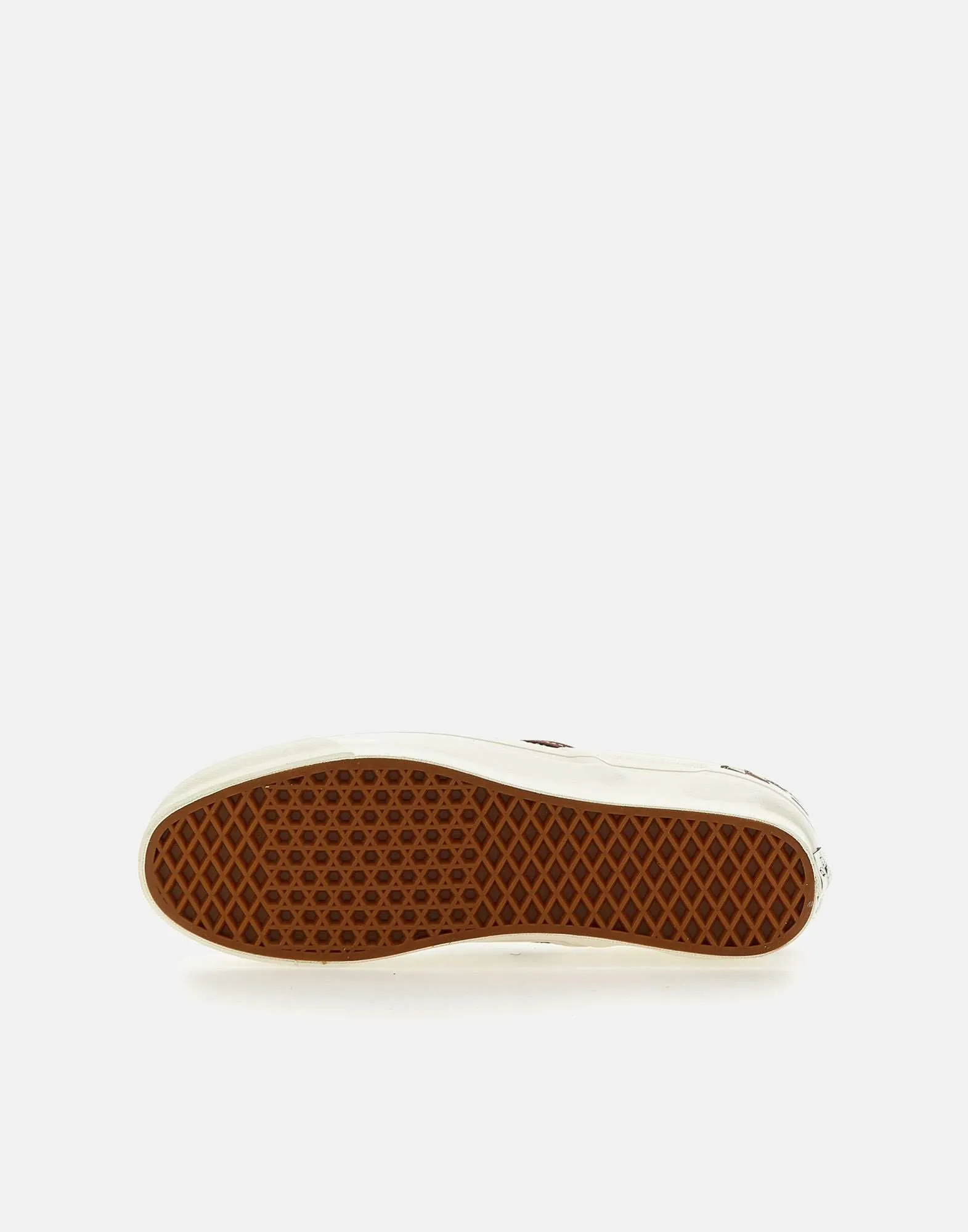 White and Brown Check Slip-On Trainers