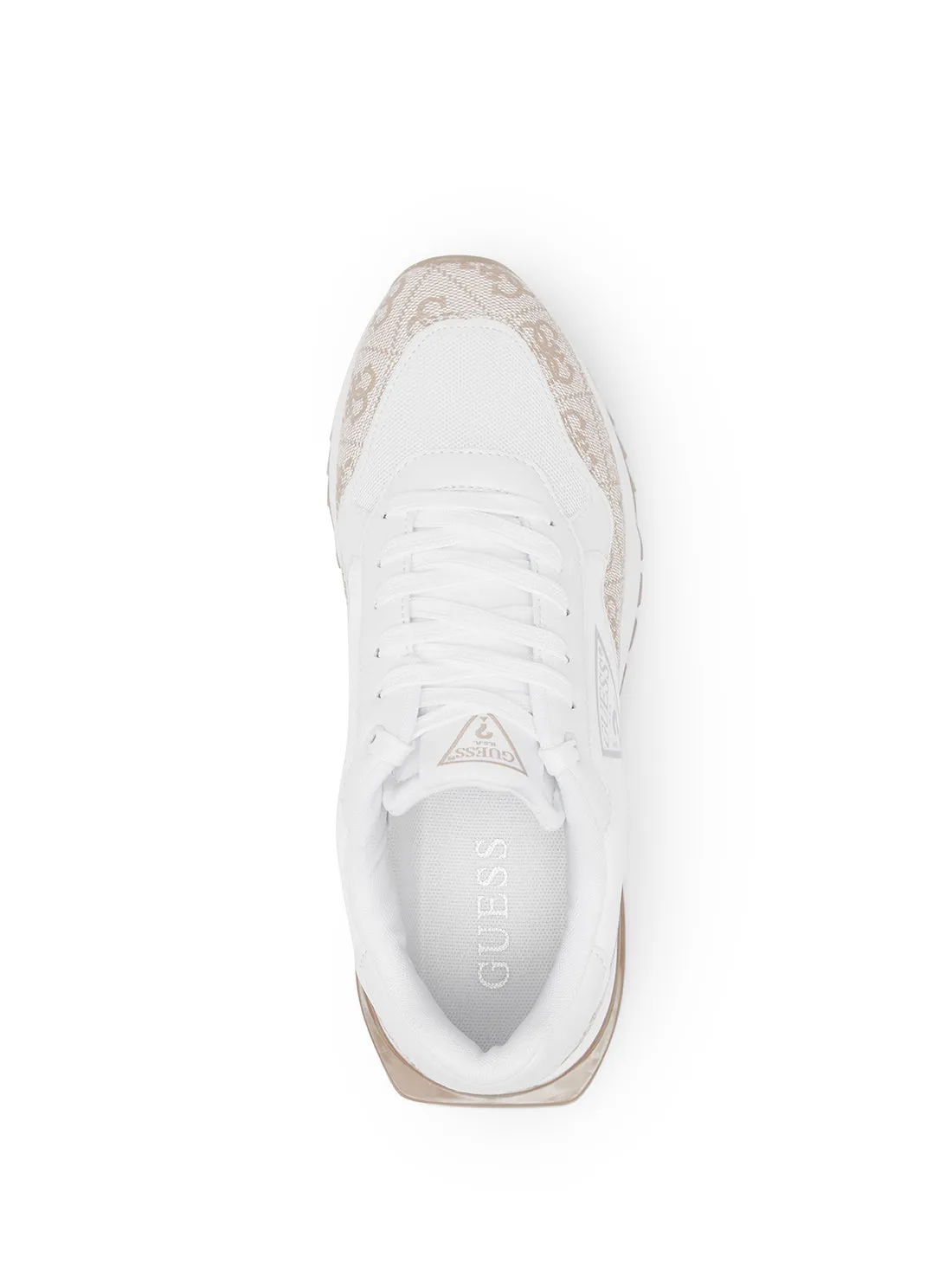 White and Taupe Melany Logo Sneakers